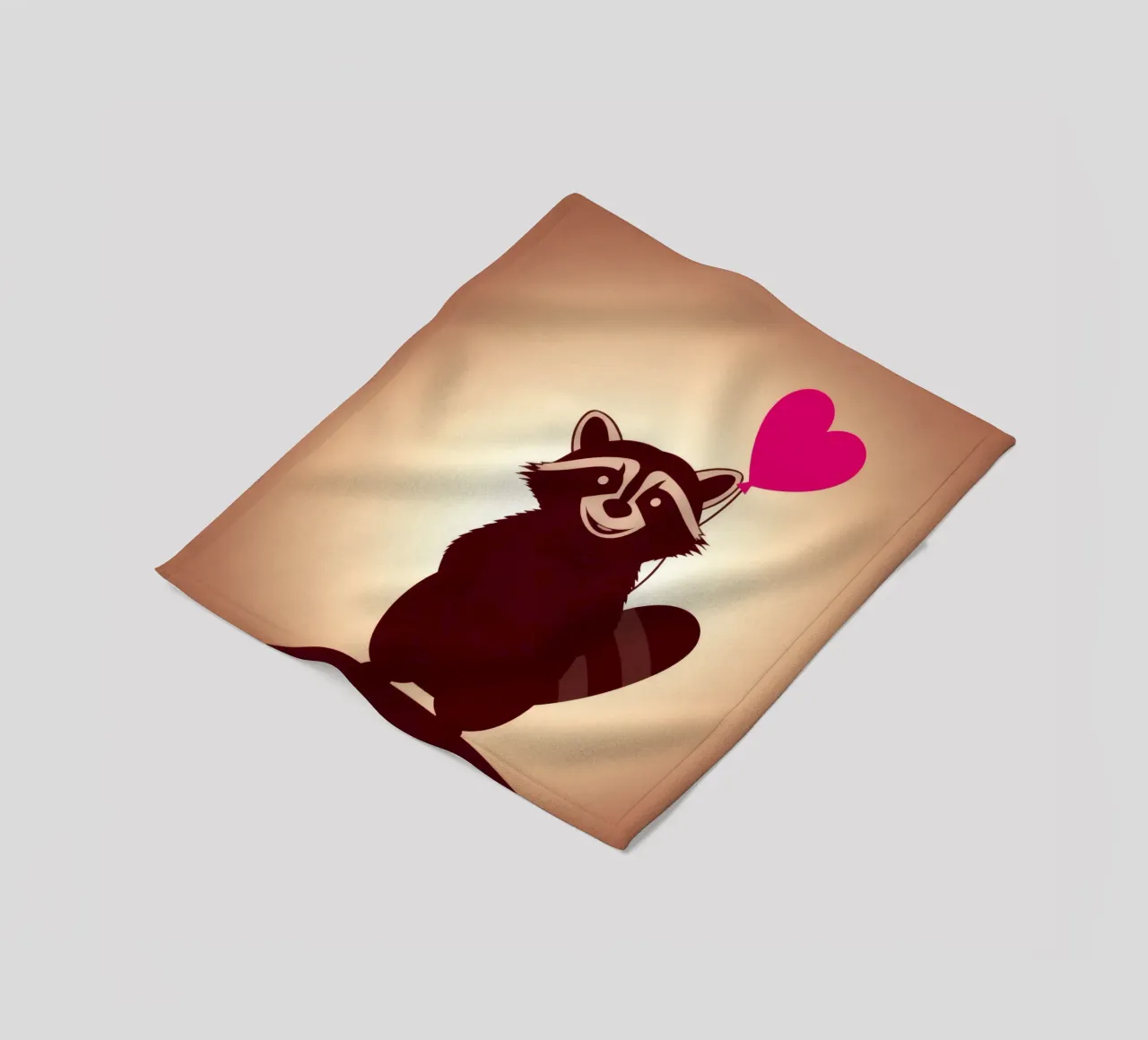 Procione con un palloncino a forma di cuore in piedi con gioia coperta in pile da DesignDoodle