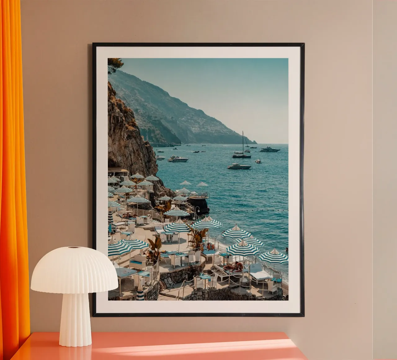 Italy Poster, Italian Umbrella Beach Print, Travel Poster hahnemühle by TheTravelClub