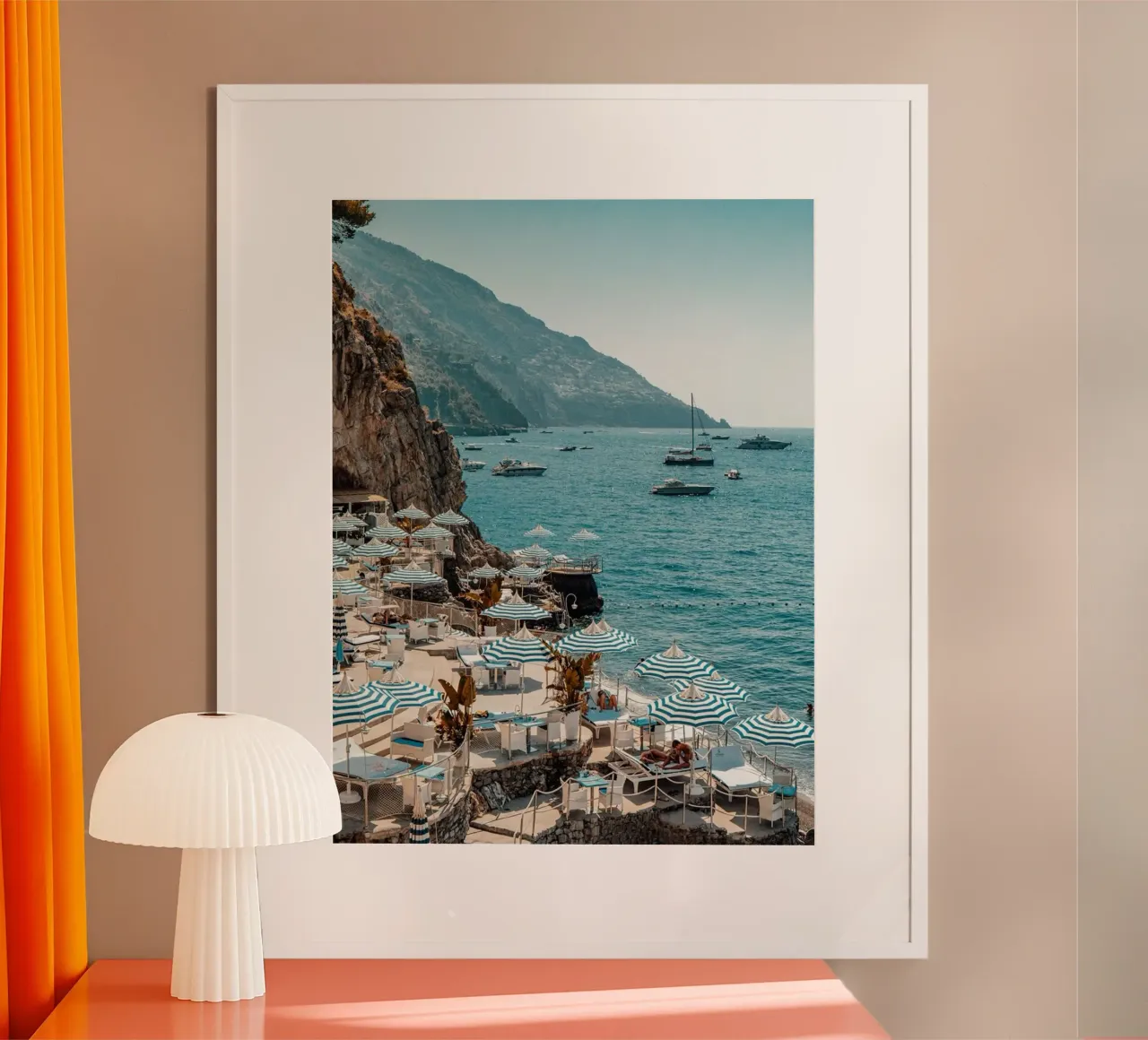 Italy Poster, Italian Umbrella Beach Print, Travel Poster hahnemühle by TheTravelClub