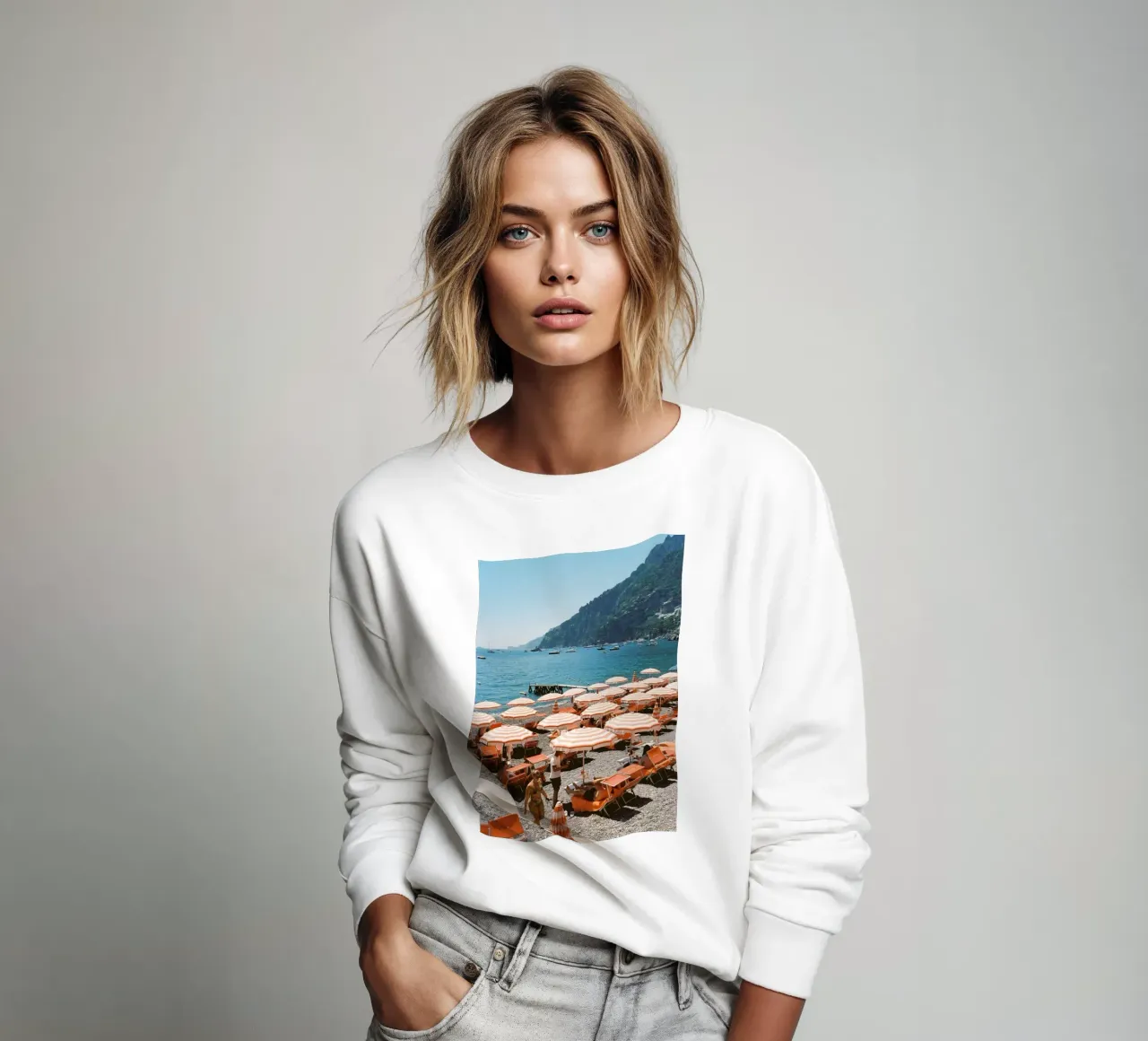 Poster de la côte amalfitaine, impression de plage en Italie, art mural italien sweat de TheTravelClub