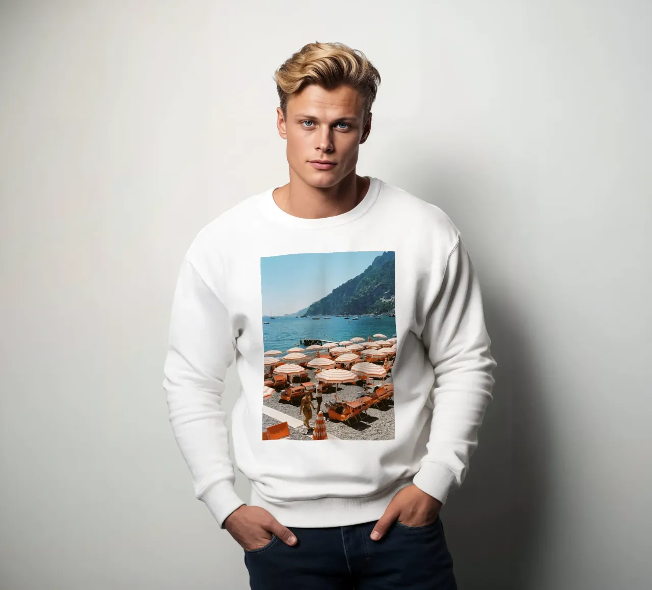 Poster de la côte amalfitaine, impression de plage en Italie, art mural italien sweat de TheTravelClub