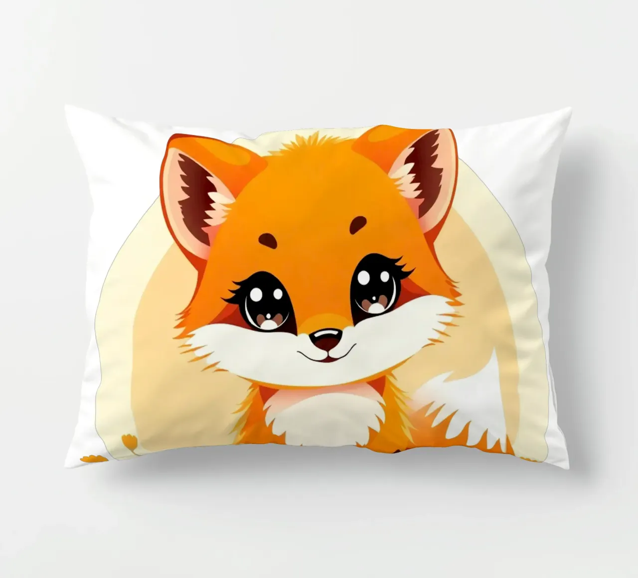 Cute cartoon fox sitting in a field of flowers decorative cushion by DesignDoodle