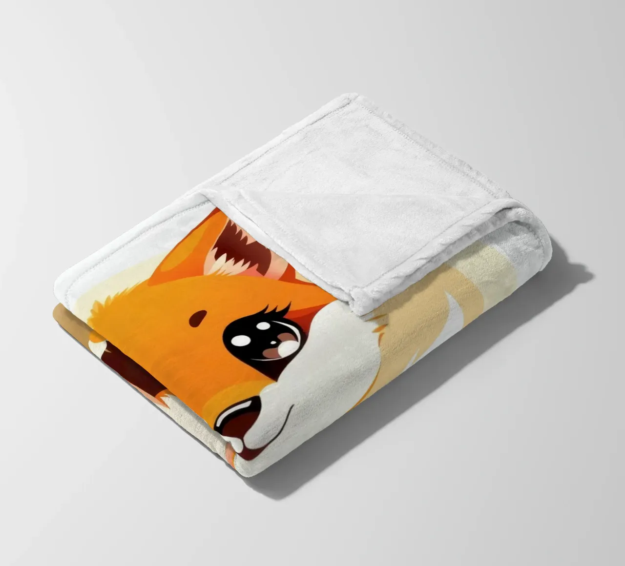 Volpe cartone animato carino seduto in un campo di fiori coperta in pile da DesignDoodle