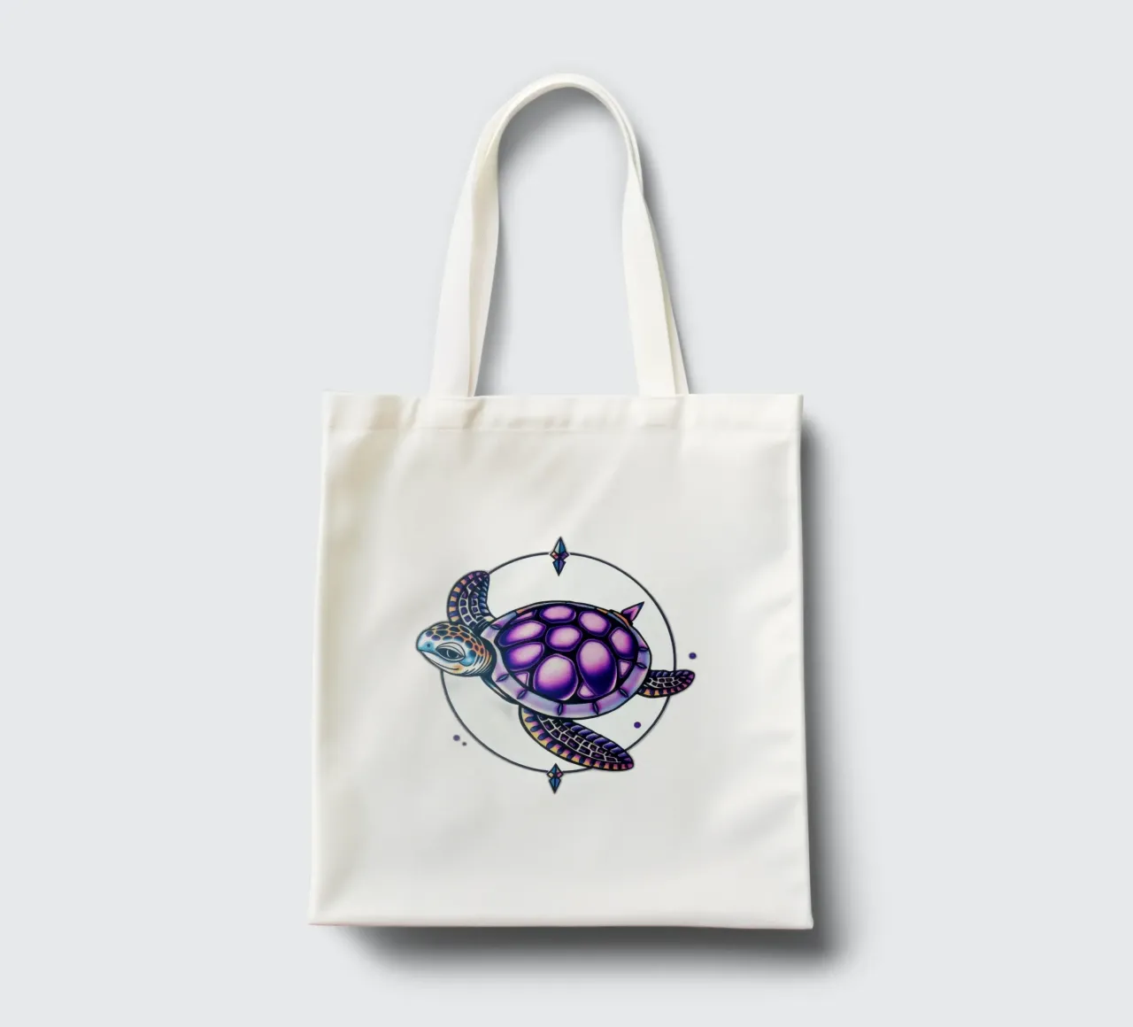 Design colorato della tartaruga che incorpora elementi geometrici borsa in juta da DesignDoodle