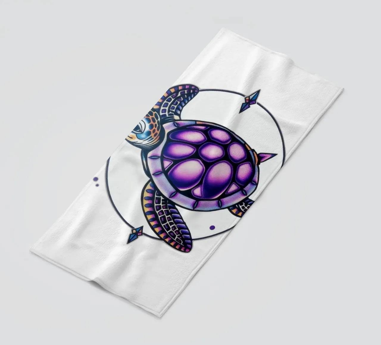 Design colorato della tartaruga che incorpora elementi geometrici telo mare da DesignDoodle