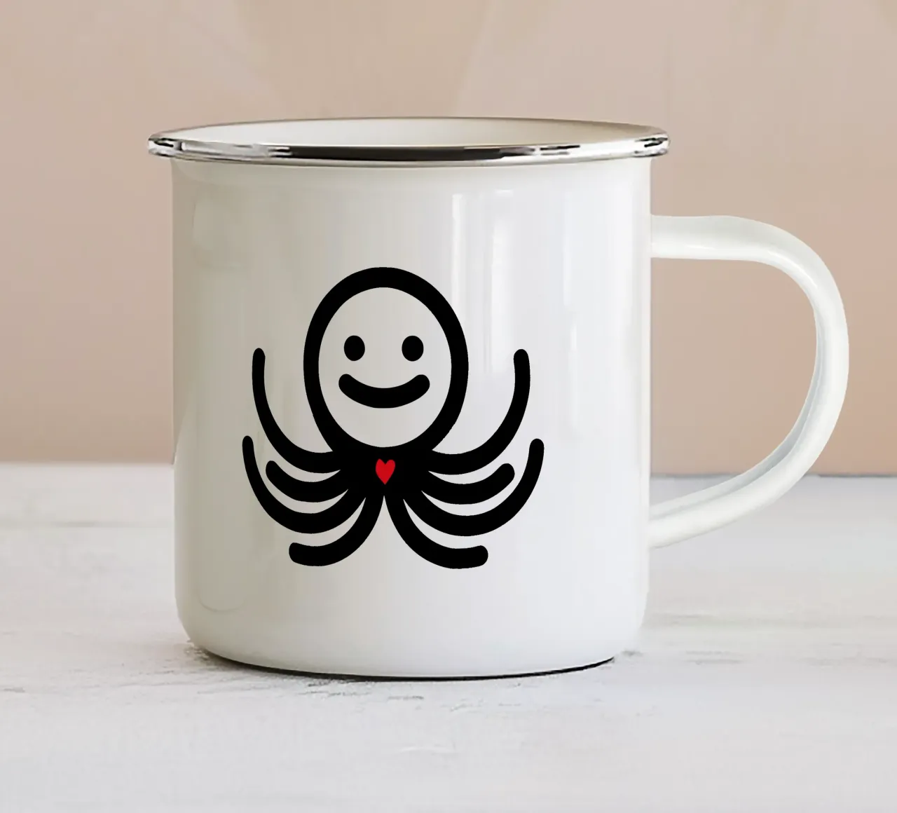 LoveOcto - Polpo con cuore - Dolce, giocoso e pieno d'amore tazza in smalto da Bold & Simple