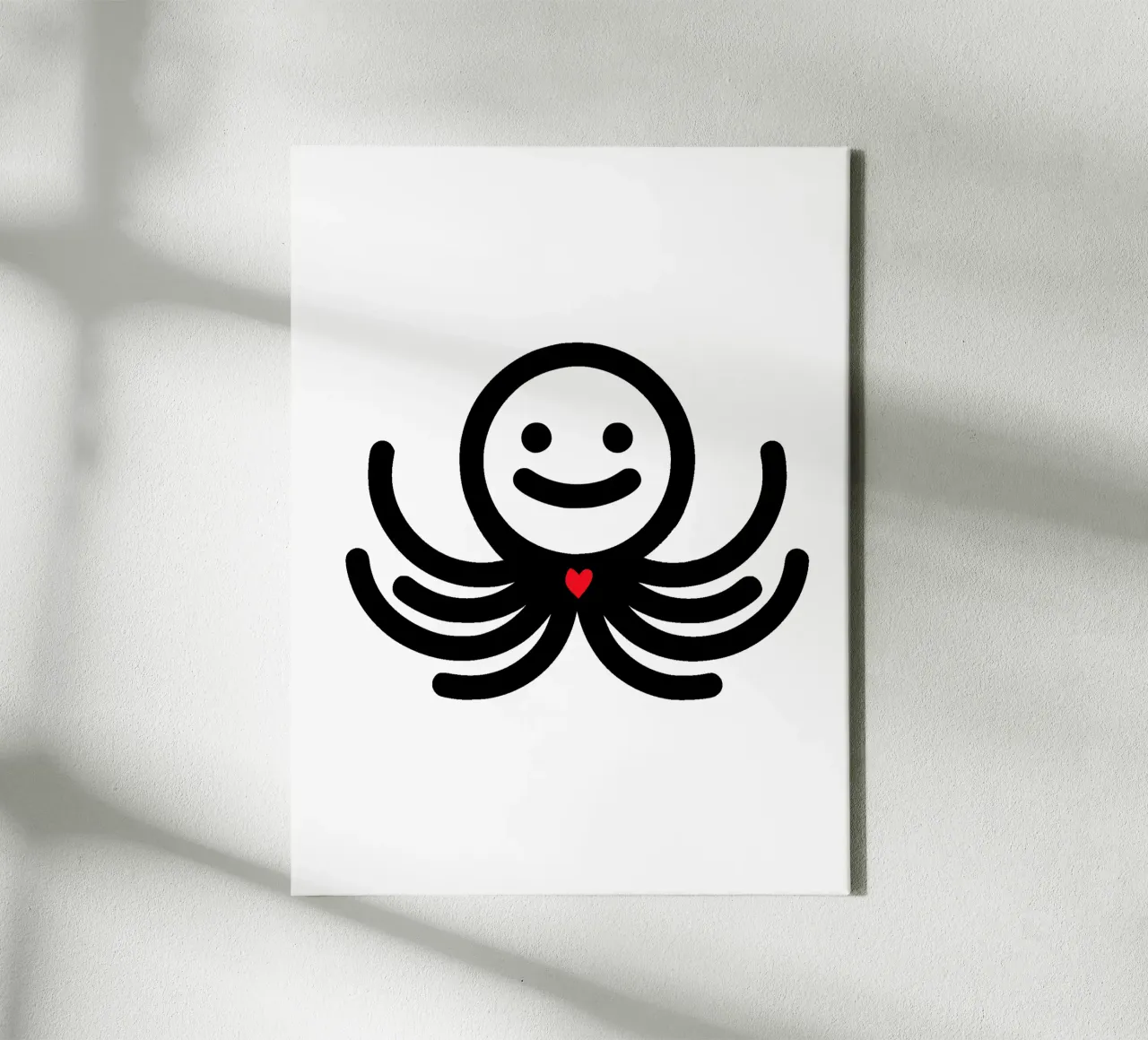 LoveOcto - Octopus with heart -Sweet, playful and full of love canvas with Floater frame by Bold & Simple