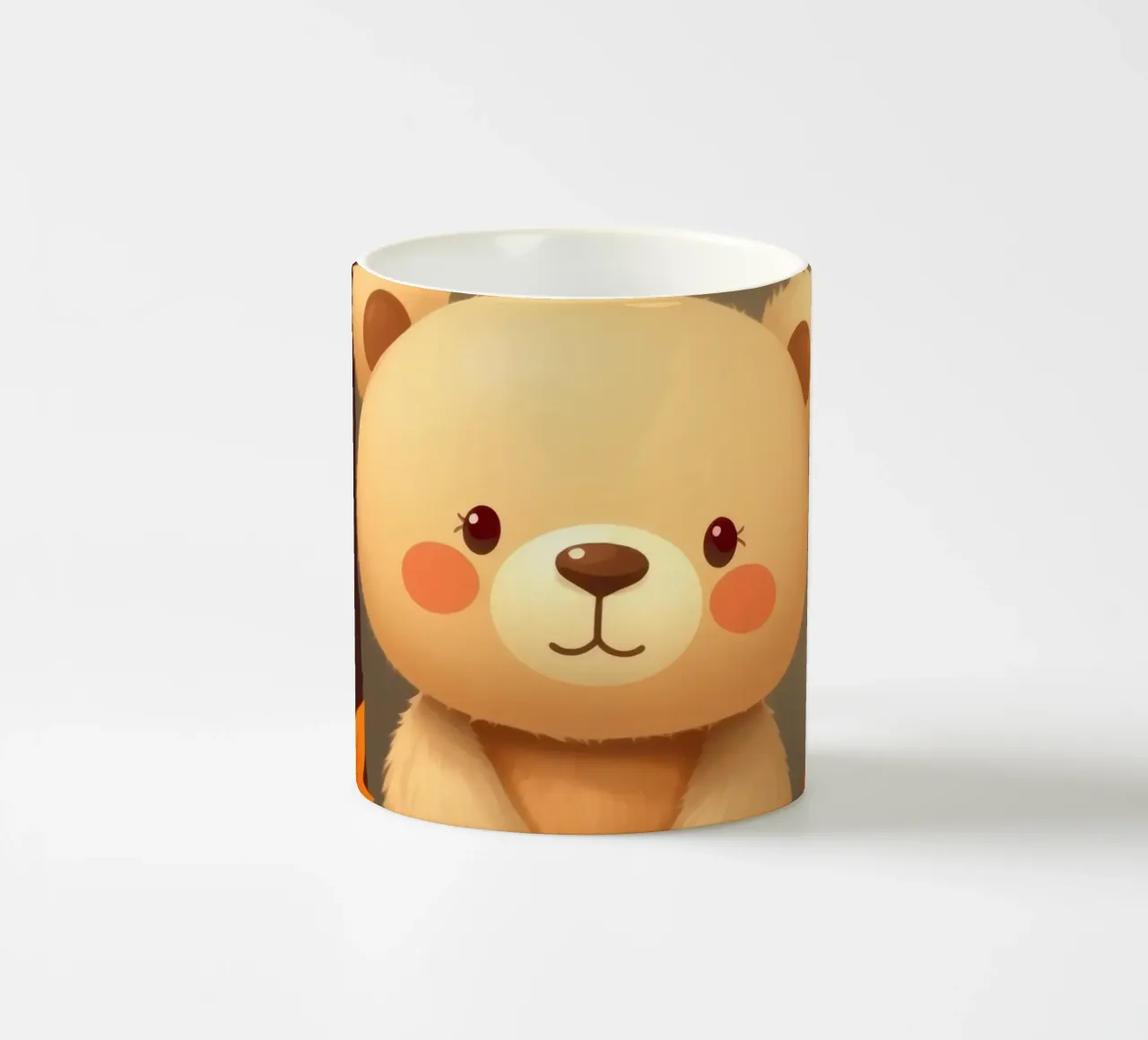 Un simpatico orso siede tra foglie e zucche colorate d'autunno tazza in ceramica da DesignDoodle