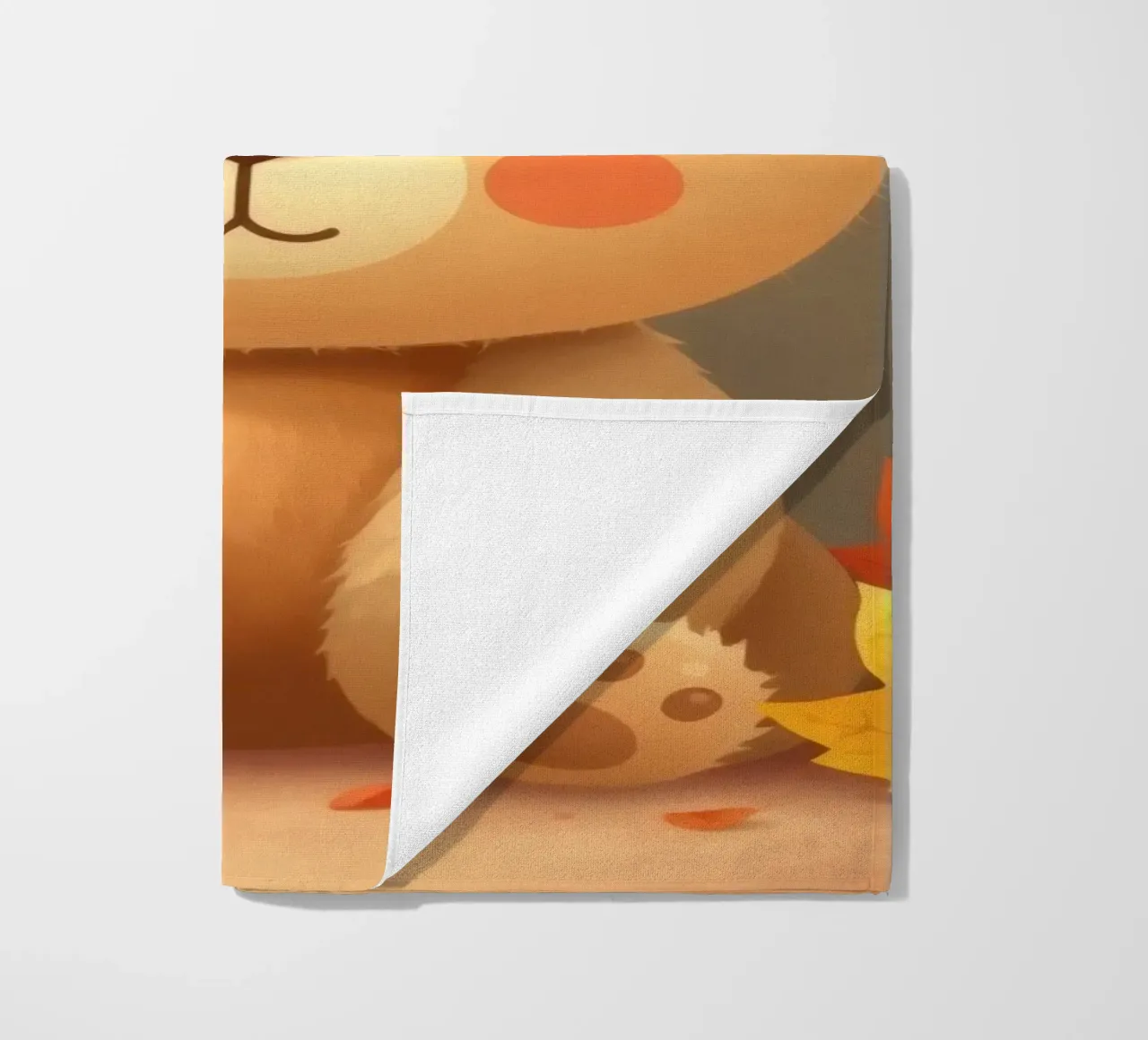 Un simpatico orso siede tra foglie e zucche colorate d'autunno telo mare da DesignDoodle
