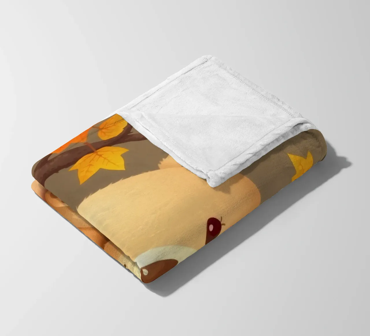 Un simpatico orso siede tra foglie e zucche colorate d'autunno coperta in pile da DesignDoodle