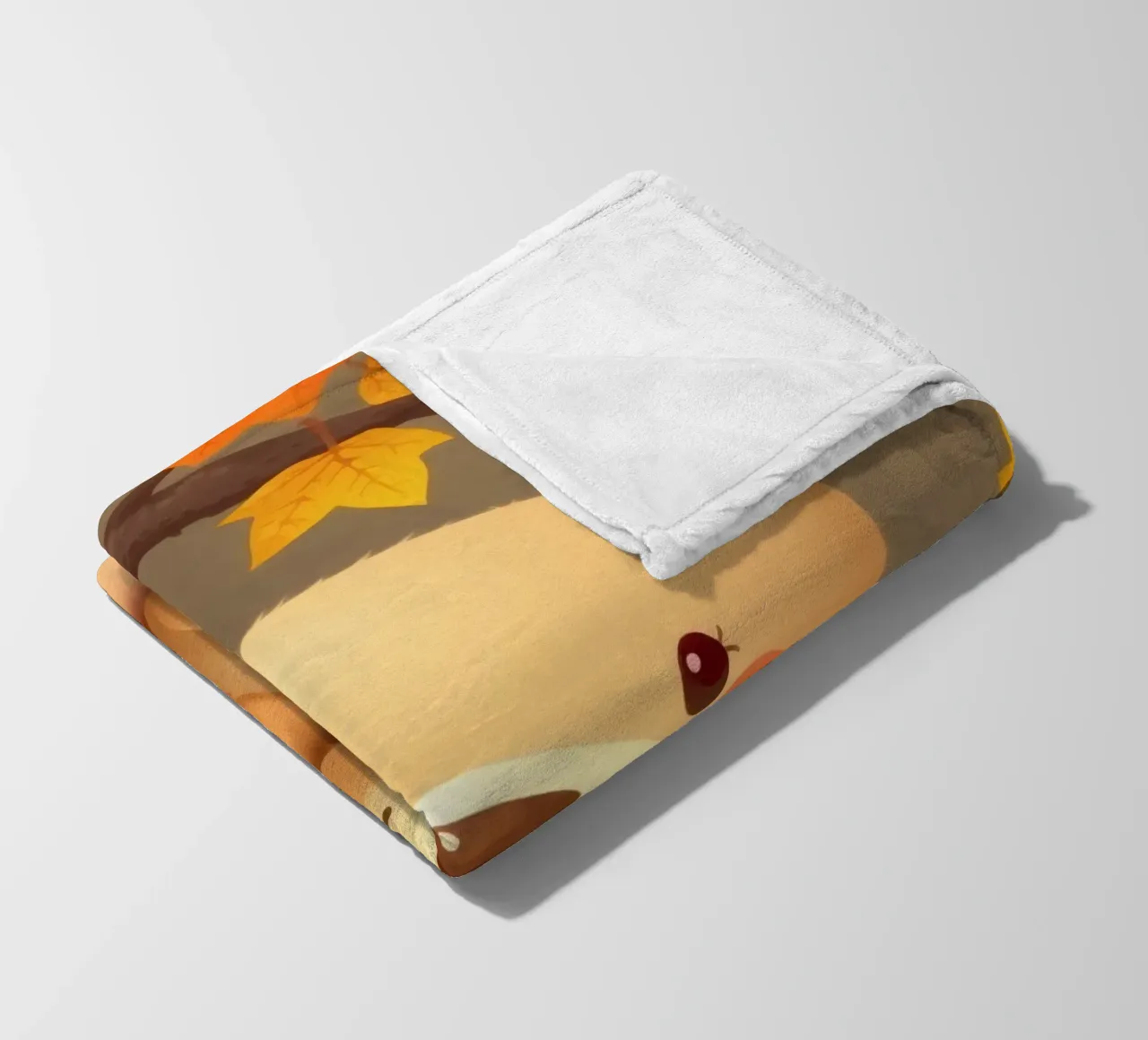 Un simpatico orso siede tra foglie e zucche colorate d'autunno coperta in pile da DesignDoodle
