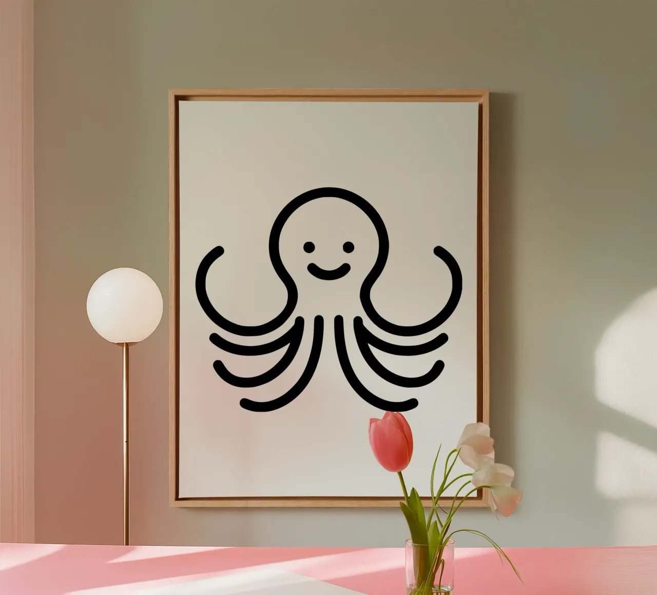 Strong Octo - El poderoso pulpo lienzo con Marco flotante de Bold & Simple