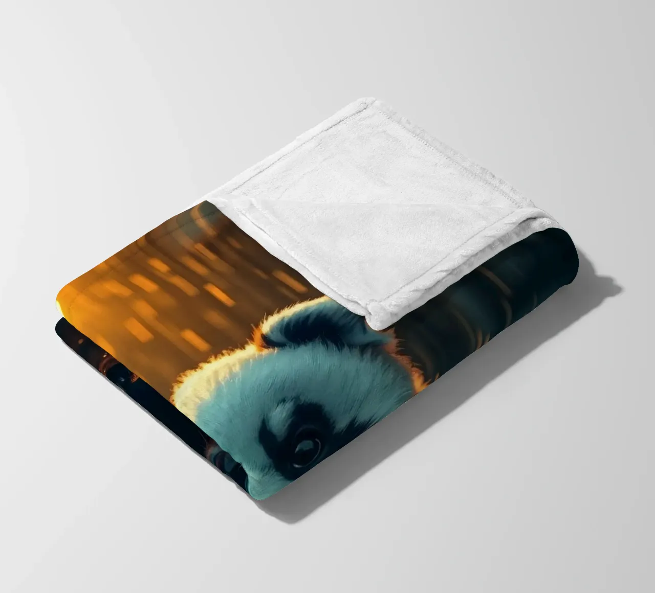 Un tenero cucciolo di panda siede sotto la pioggia al crepuscolo coperta in pile da DesignDoodle