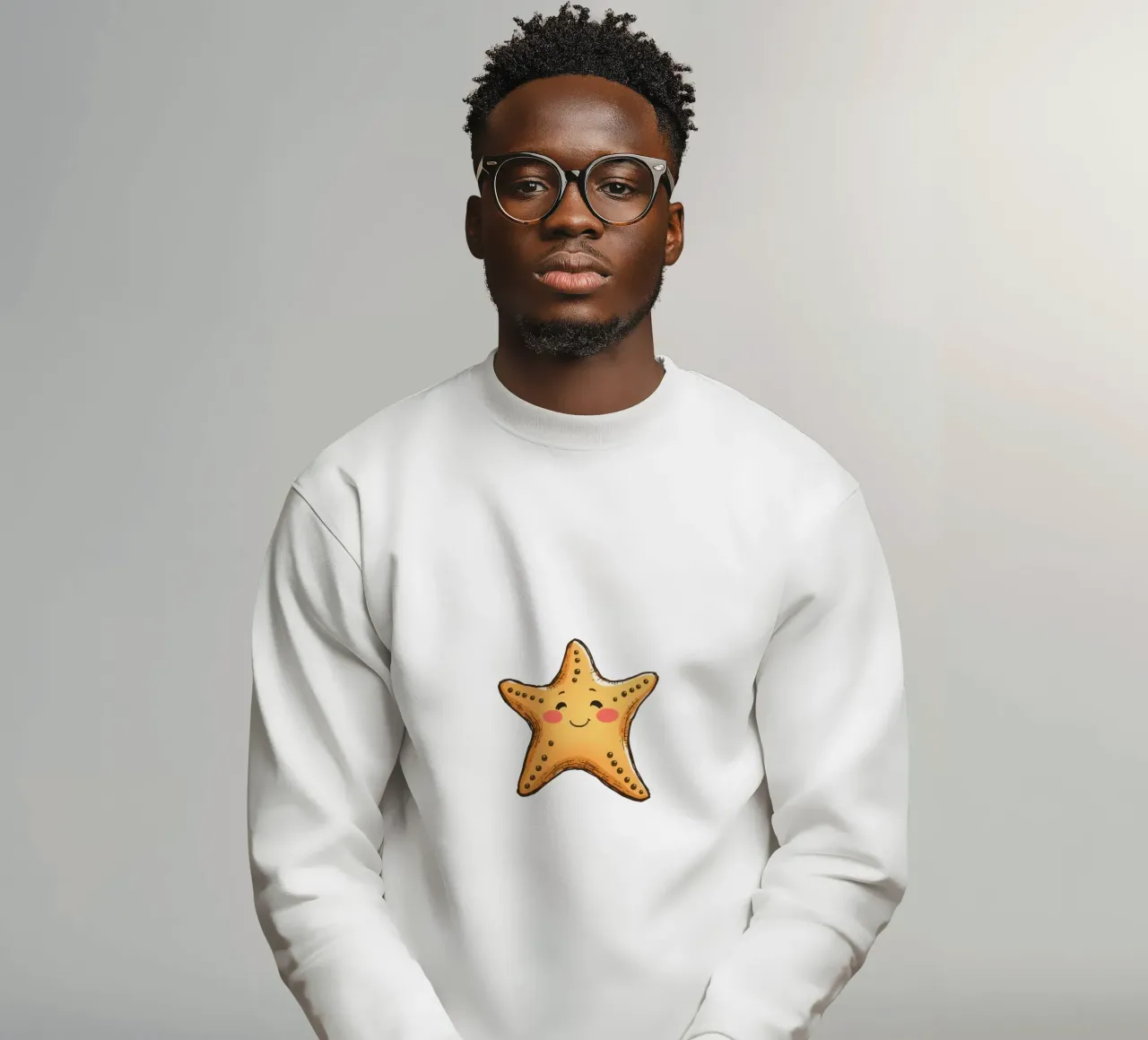 Süßer lächelnder Seestern umgeben von Blasen Sweatshirt von DesignDoodle