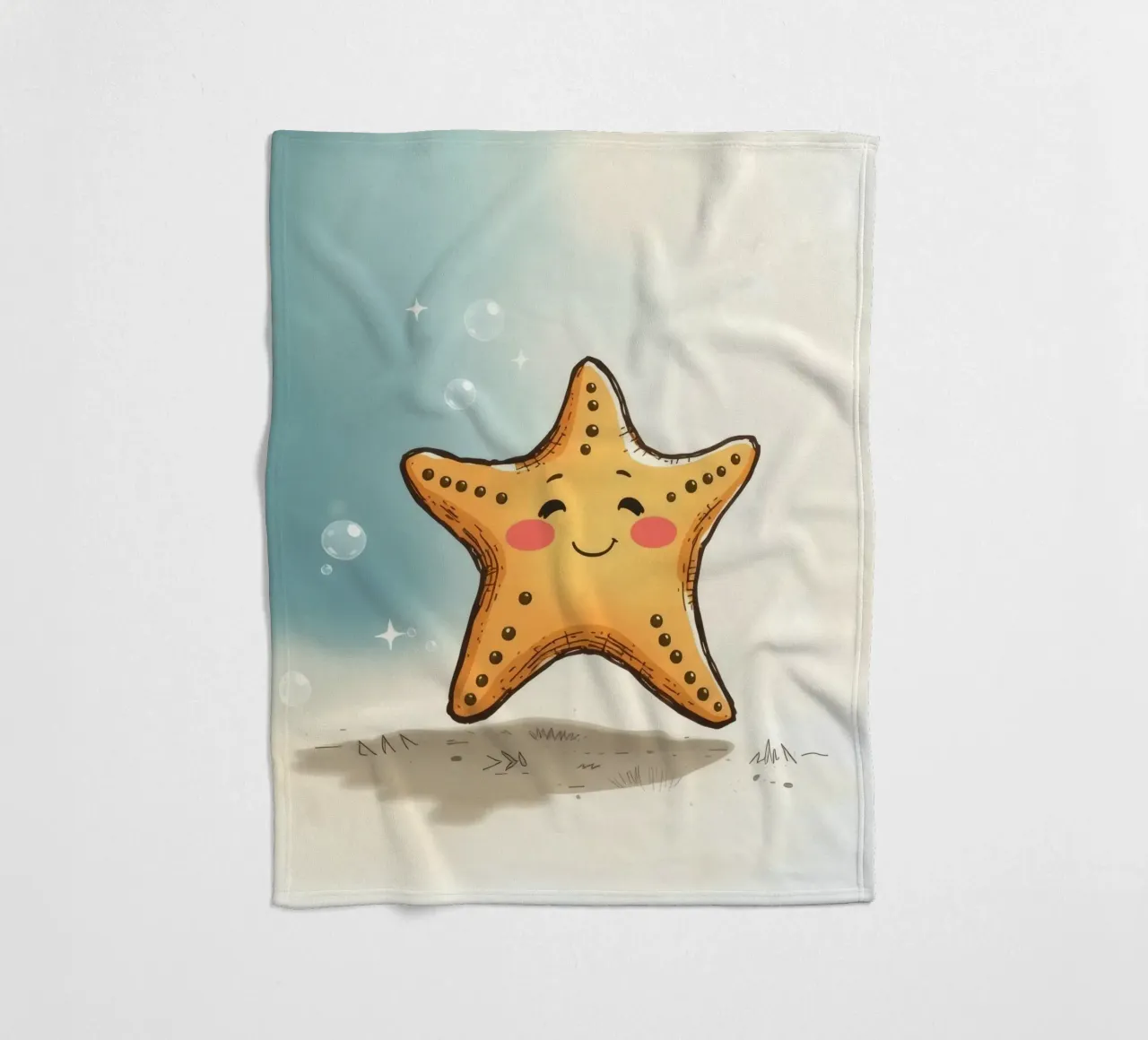 Süßer lächelnder Seestern umgeben von Blasen Fleecedecke von DesignDoodle