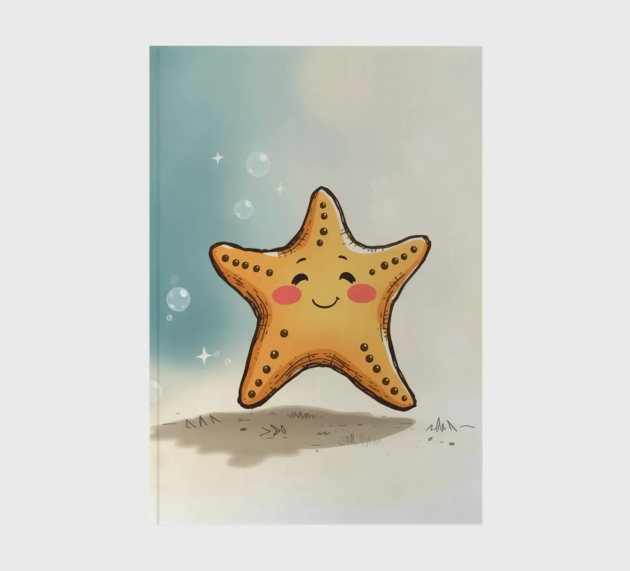 Cute smiling starfish surrounded by bubbles notebook by DesignDoodle