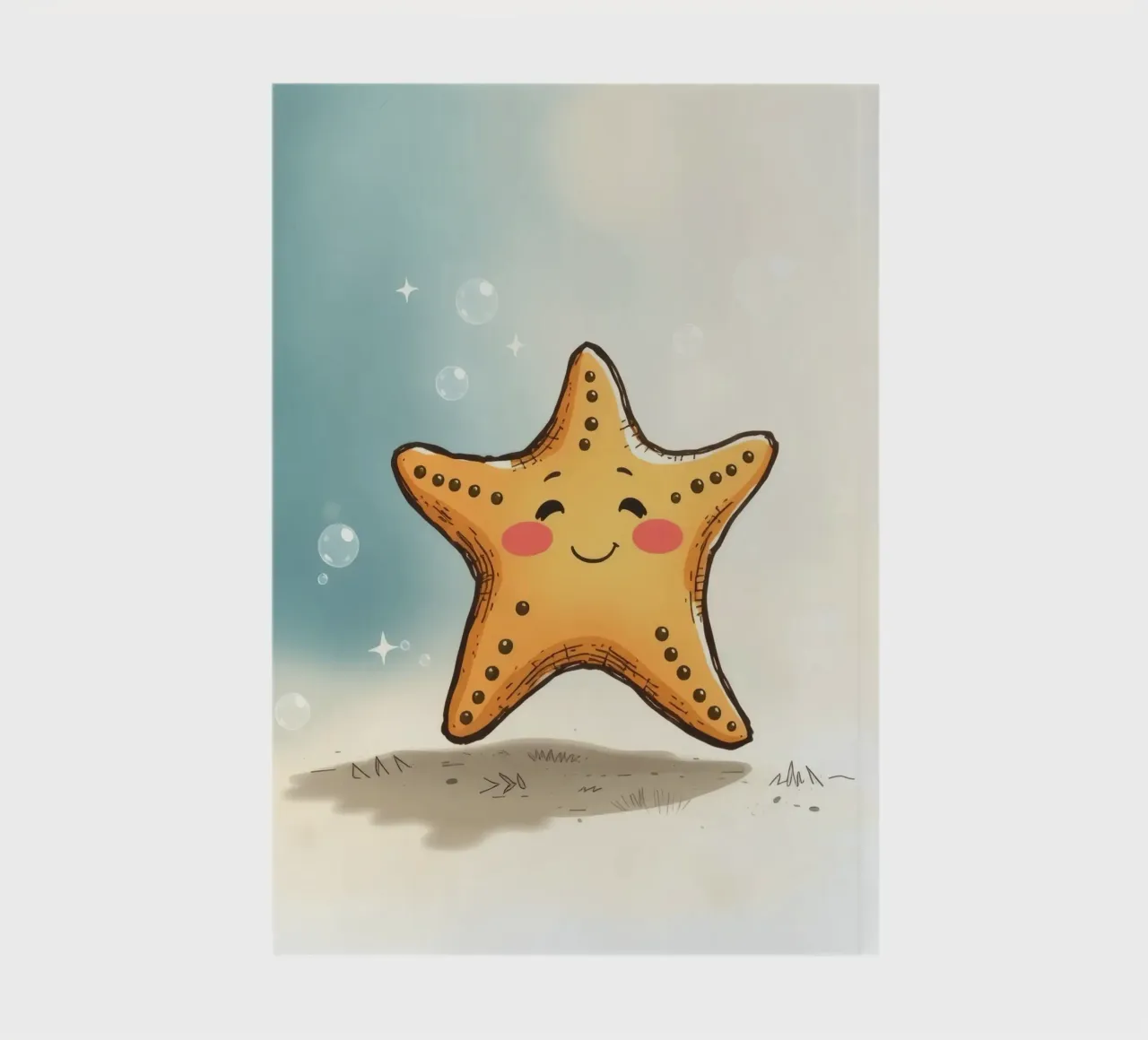 Cute smiling starfish surrounded by bubbles notebook by DesignDoodle