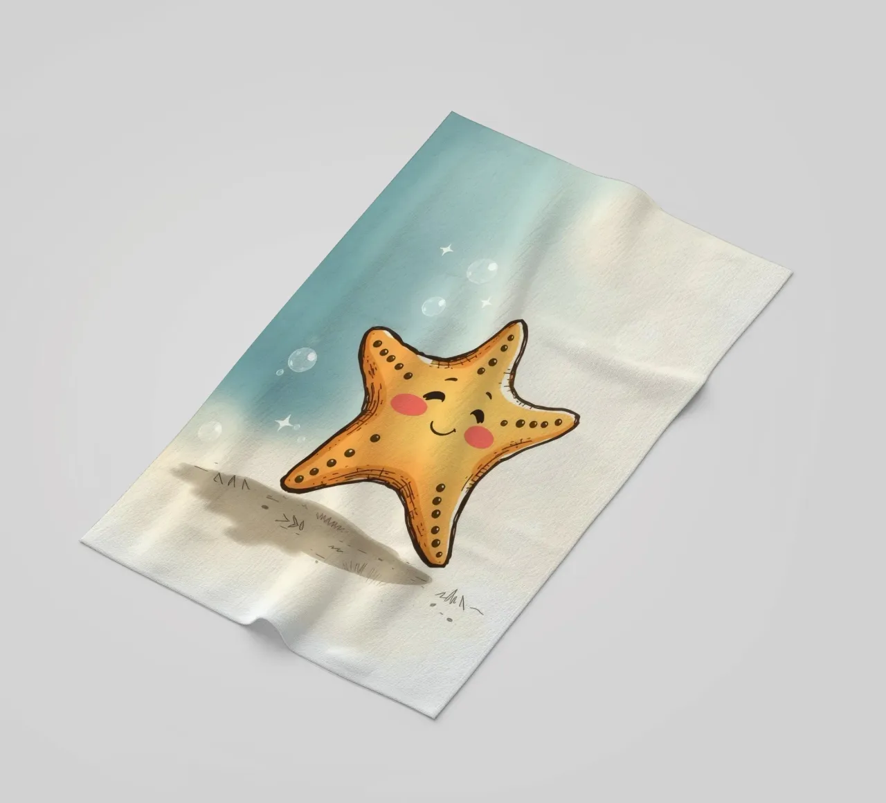 Stella marina sorridente circondata da bolle di sapone telo mare da DesignDoodle