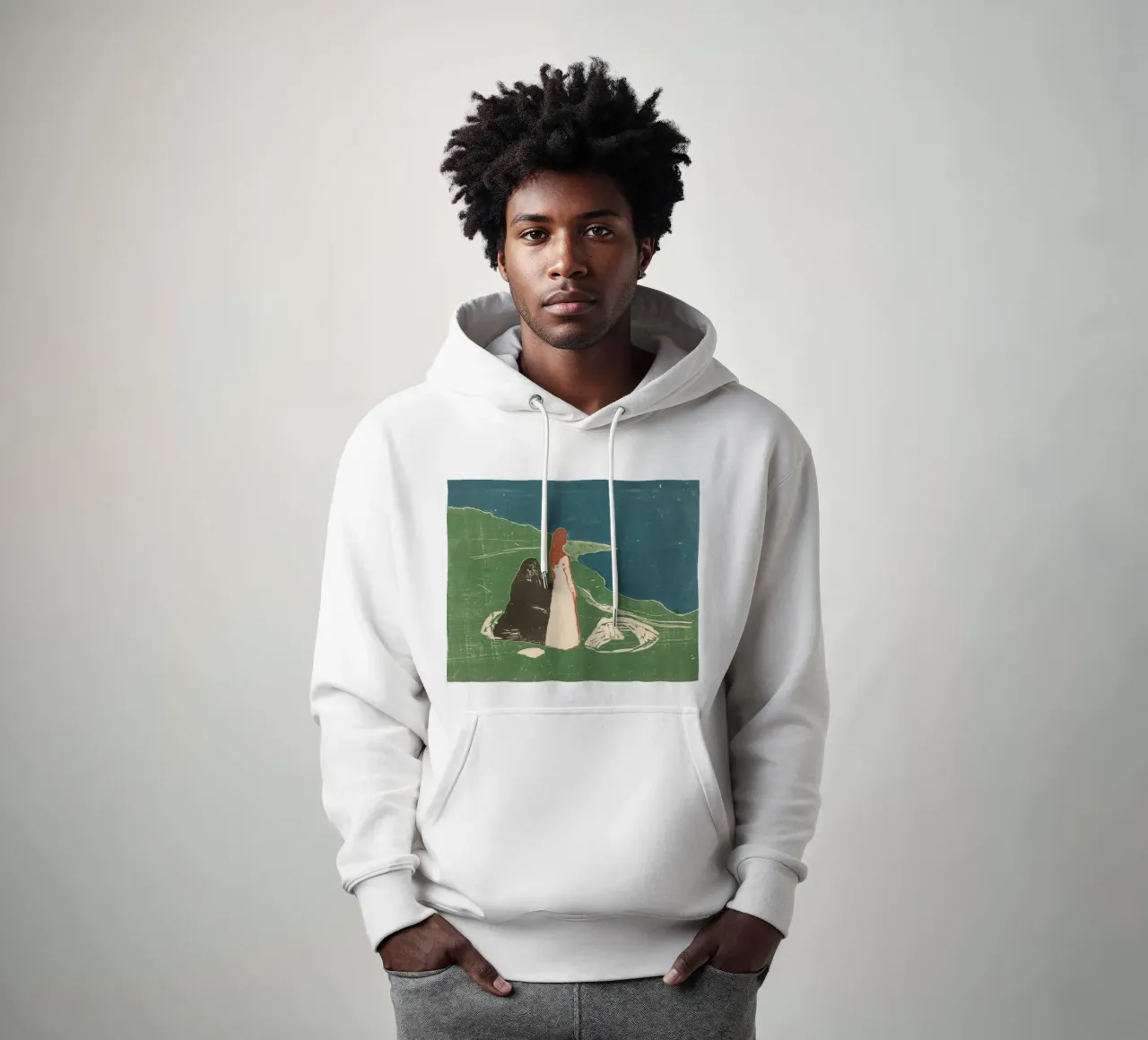 Edvard Munch - Due donne sulla spiaggia felpa con cappuccio da Timeless Artworks