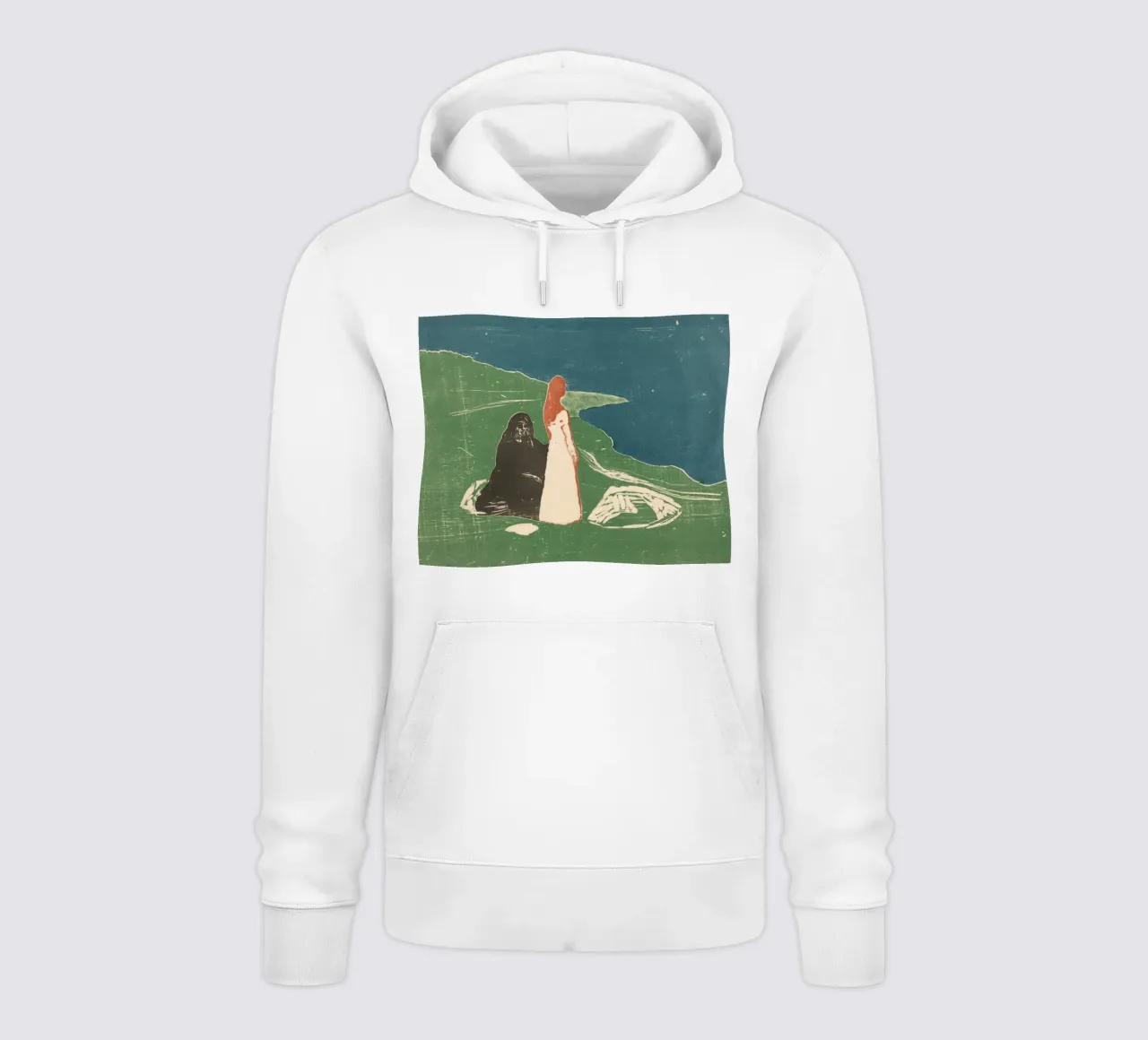 Edvard Munch - Due donne sulla spiaggia felpa con cappuccio da Timeless Artworks