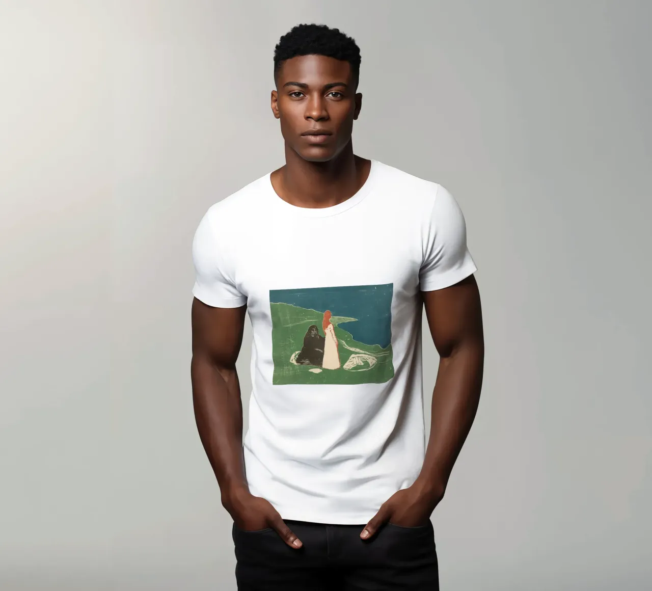 Edvard Munch - Due donne sulla spiaggia t-shirt da Timeless Artworks
