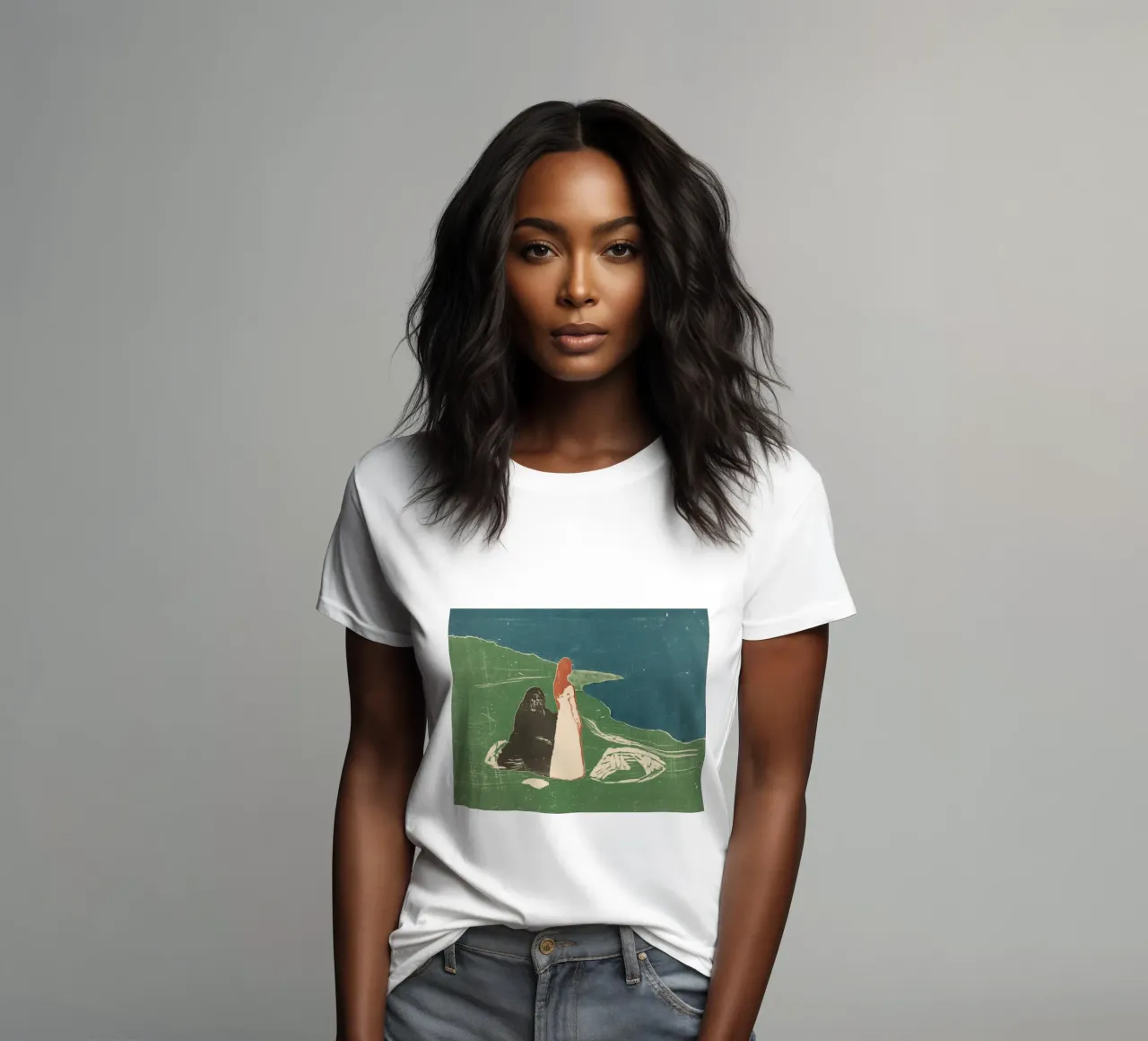 Edvard Munch - Due donne sulla spiaggia t-shirt da donna da Timeless Artworks