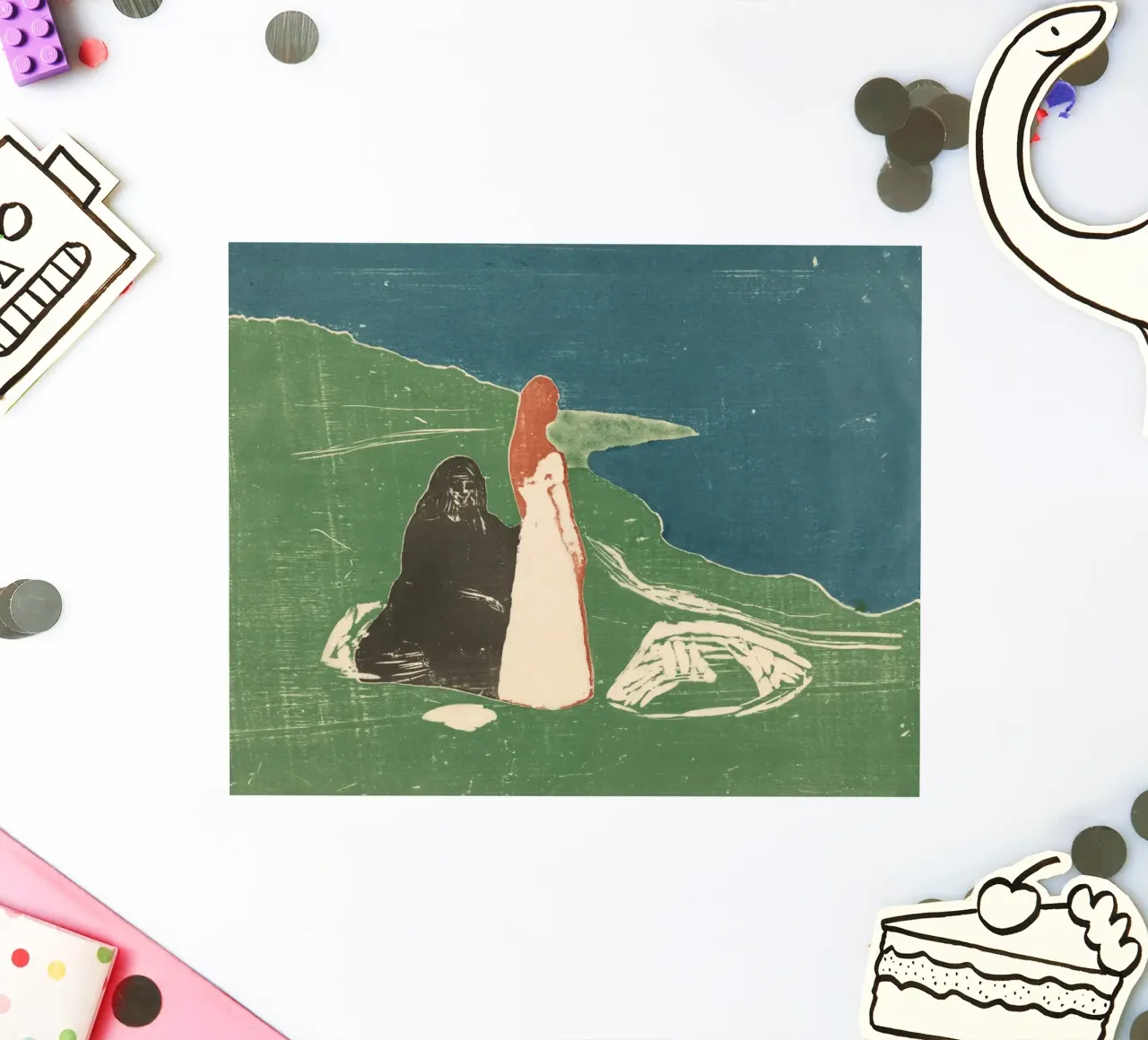 Edvard Munch - Due donne sulla spiaggia adesivo da Timeless Artworks