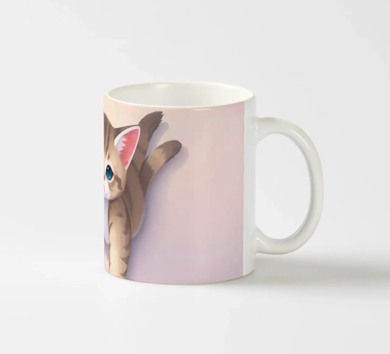Chaton mignon qui cherche à attraper une étoile jaune brillante mug en céramique de DesignDoodle