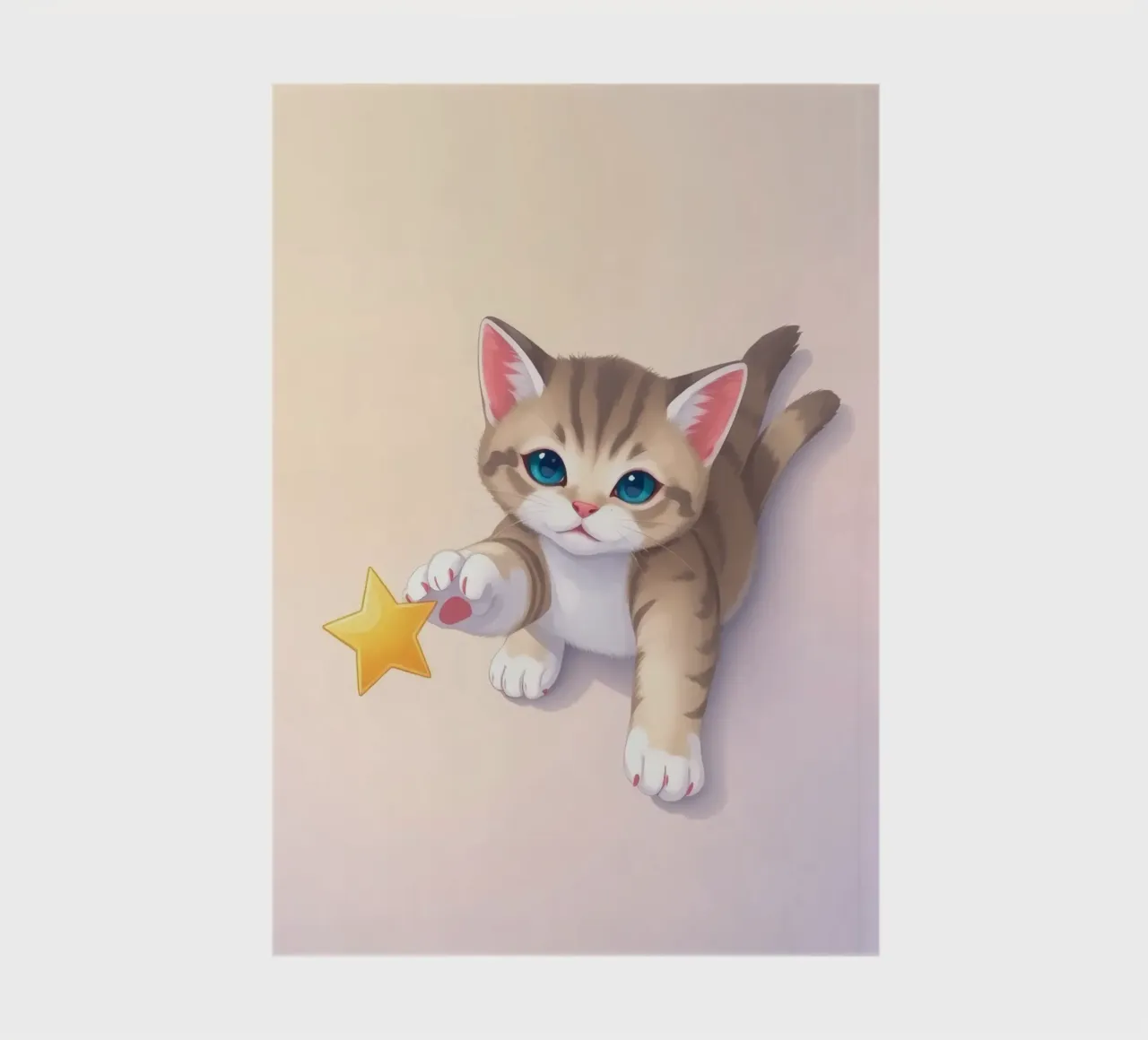 Chaton mignon qui cherche à attraper une étoile jaune brillante carnet de notes de DesignDoodle