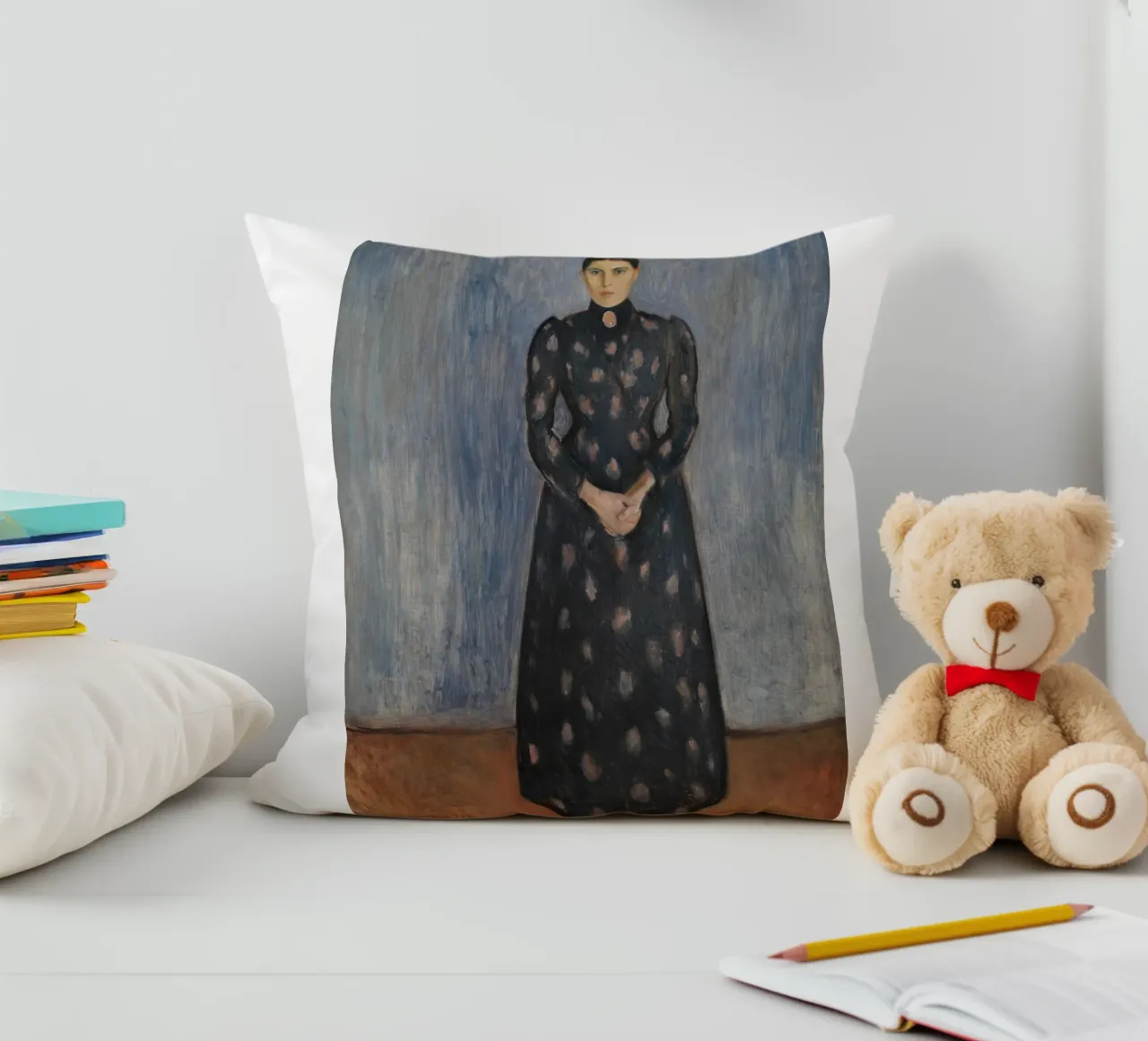 Edvard Munch - Inger in nero e viola cuscino da Timeless Artworks