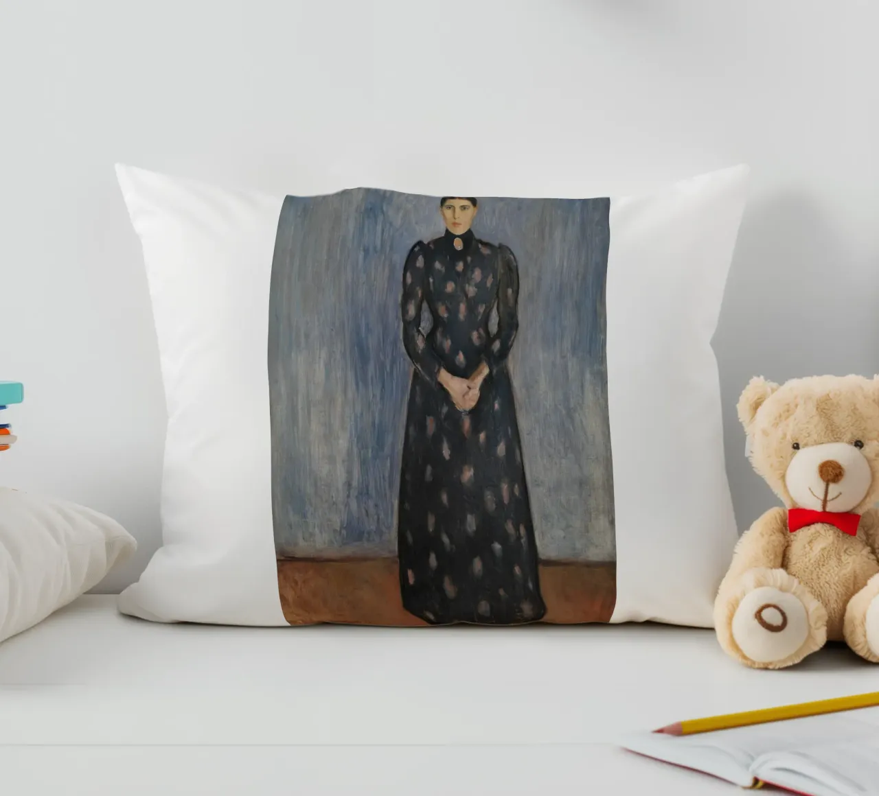 Edvard Munch - Inger in nero e viola cuscino da Timeless Artworks