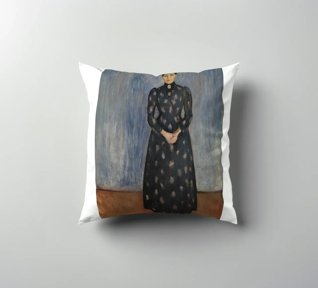 Edvard Munch - Inger in nero e viola cuscino da Timeless Artworks