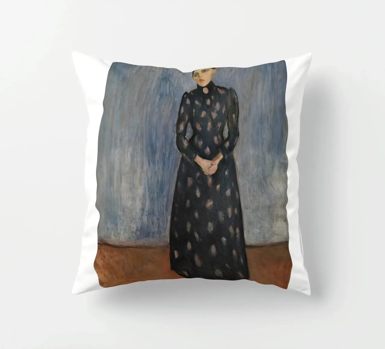 Edvard Munch - Inger in nero e viola cuscino da Timeless Artworks