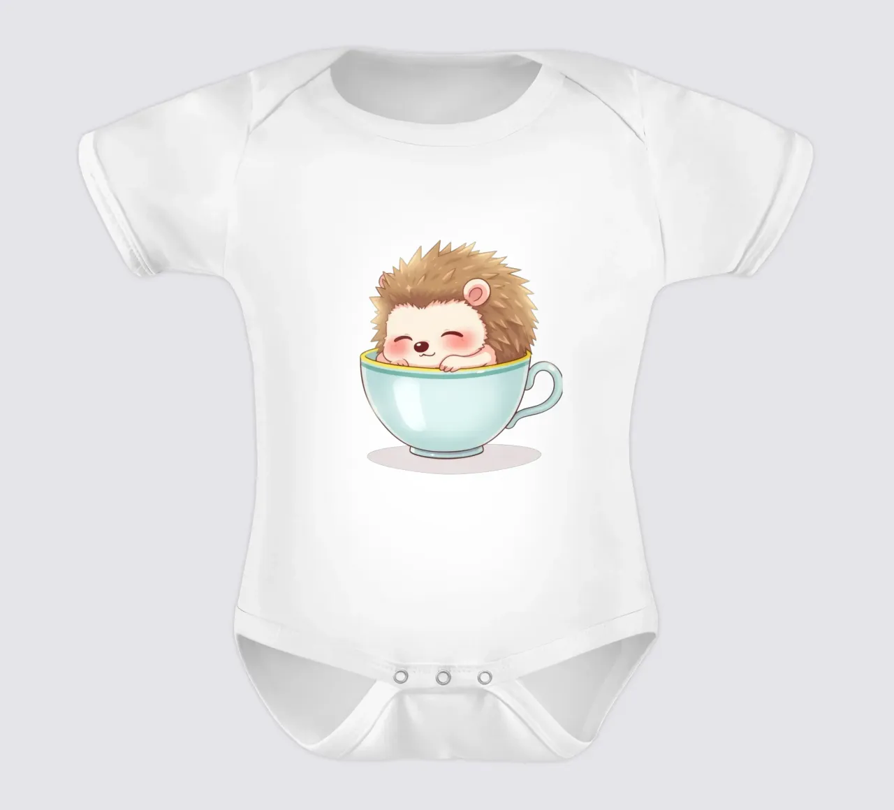 Hérisson mignon se relaxant dans une tasse bleu clair body bébé de DesignDoodle