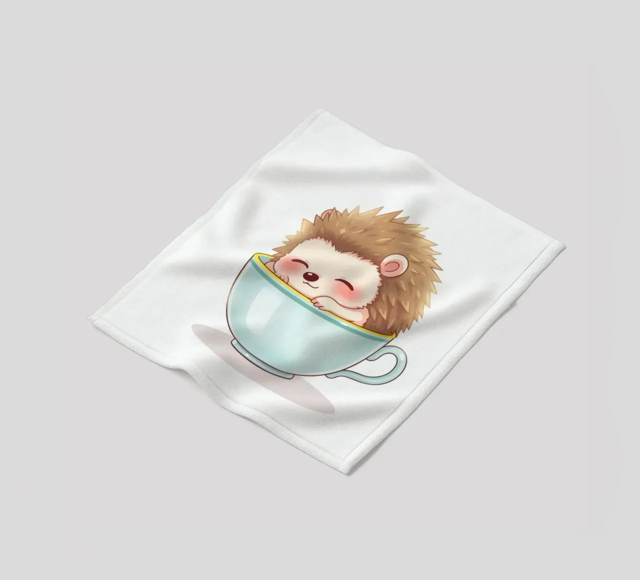 Simpatico riccio che si rilassa in una tazza blu chiaro coperta in pile da DesignDoodle