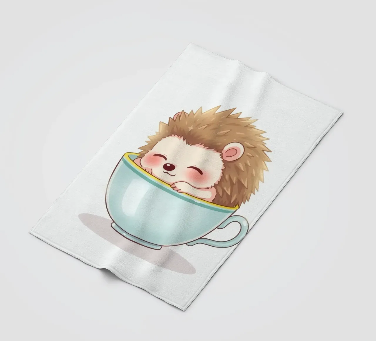Simpatico riccio che si rilassa in una tazza blu chiaro coperta in pile da DesignDoodle