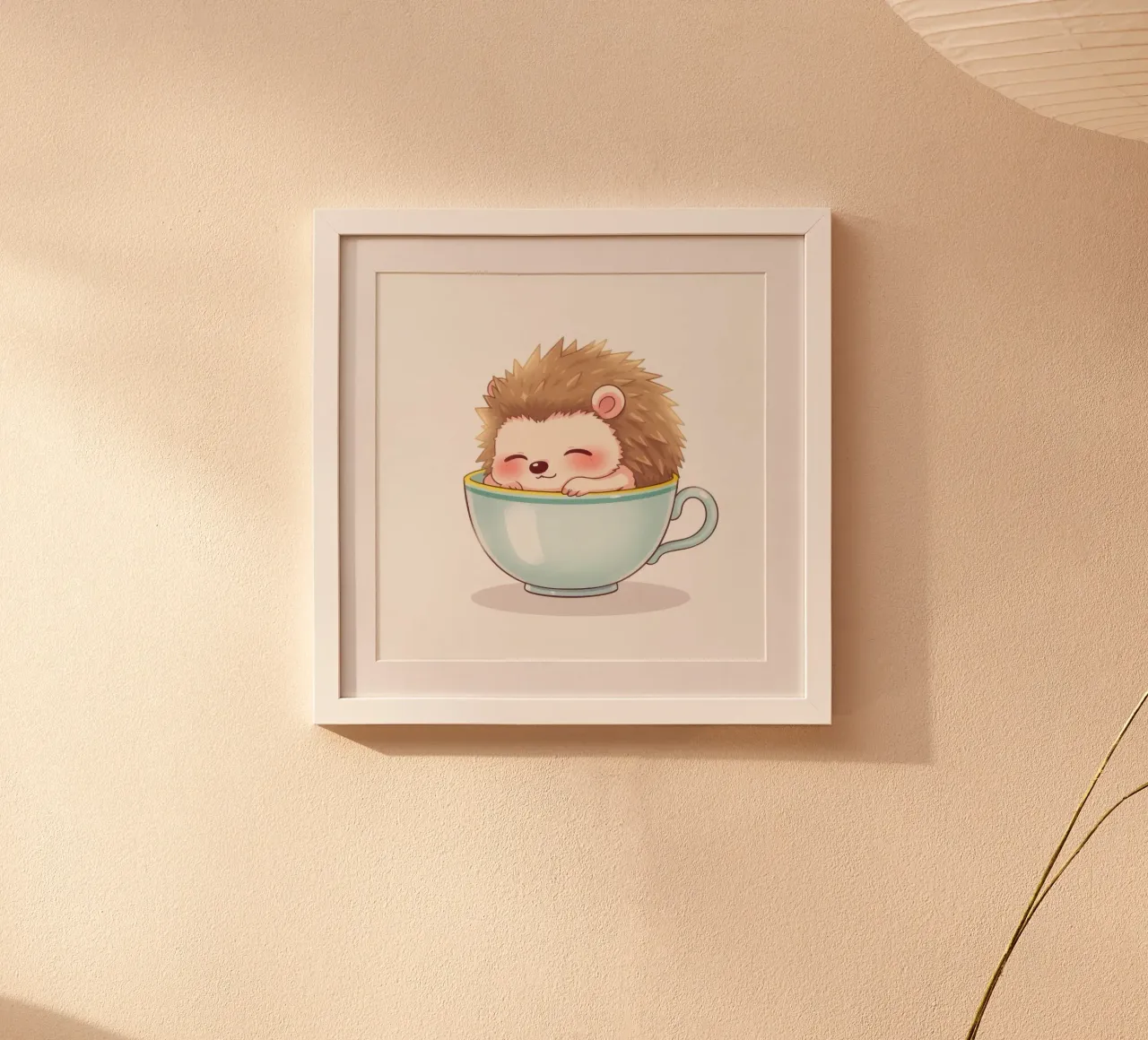 Hérisson mignon se relaxant dans une tasse bleu clair hahnemühle de DesignDoodle