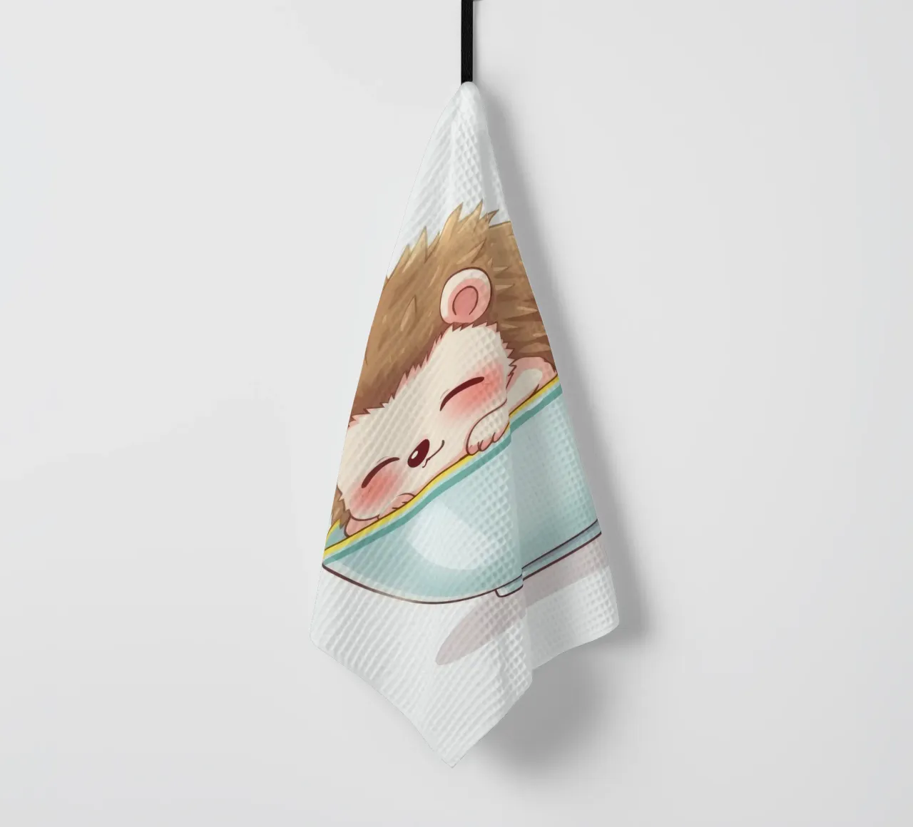Hérisson mignon se relaxant dans une tasse bleu clair torchon de DesignDoodle