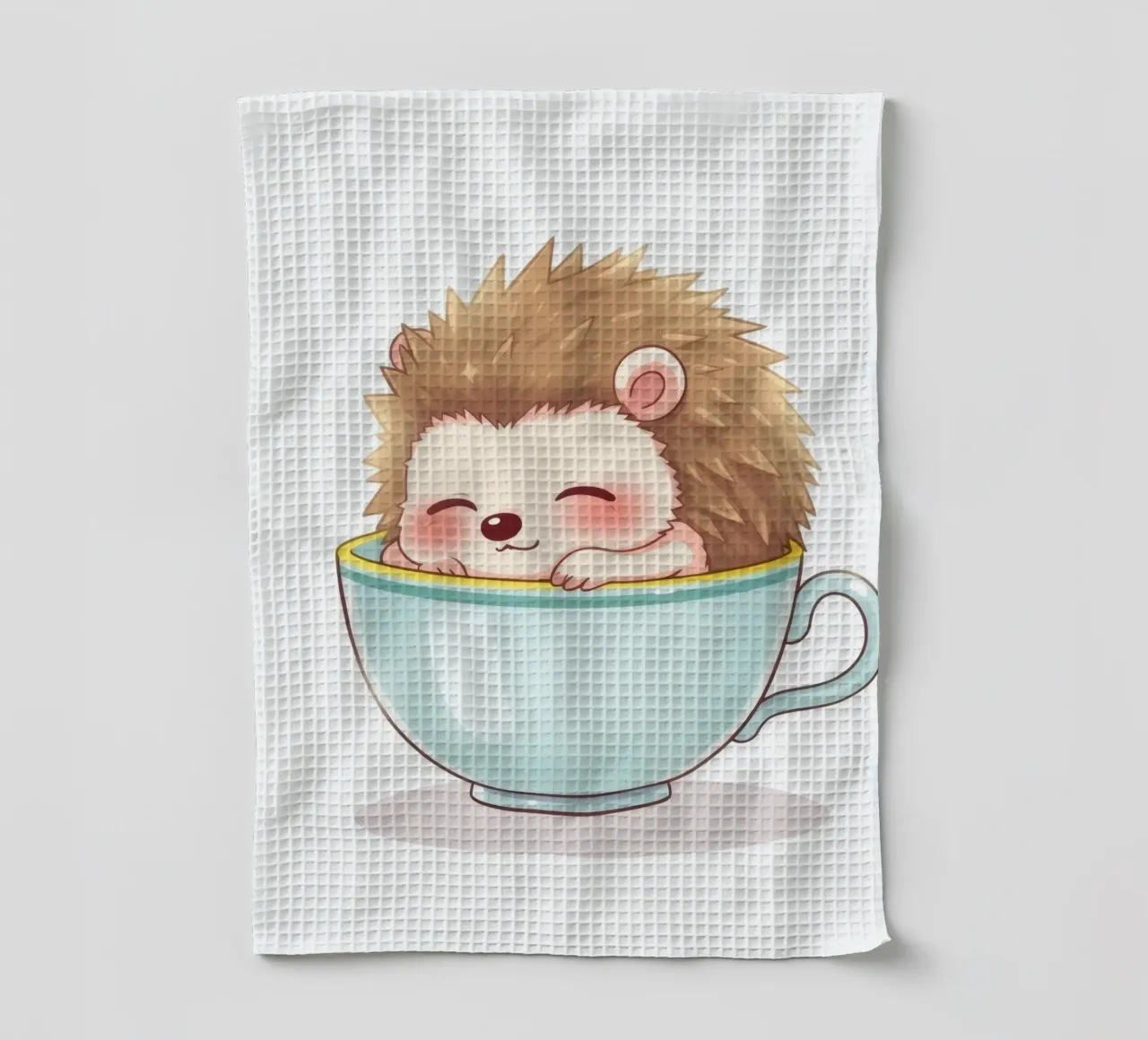Hérisson mignon se relaxant dans une tasse bleu clair torchon de DesignDoodle