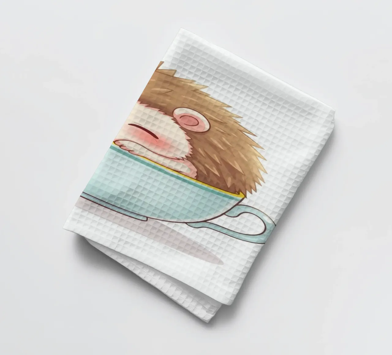 Hérisson mignon se relaxant dans une tasse bleu clair torchon de DesignDoodle