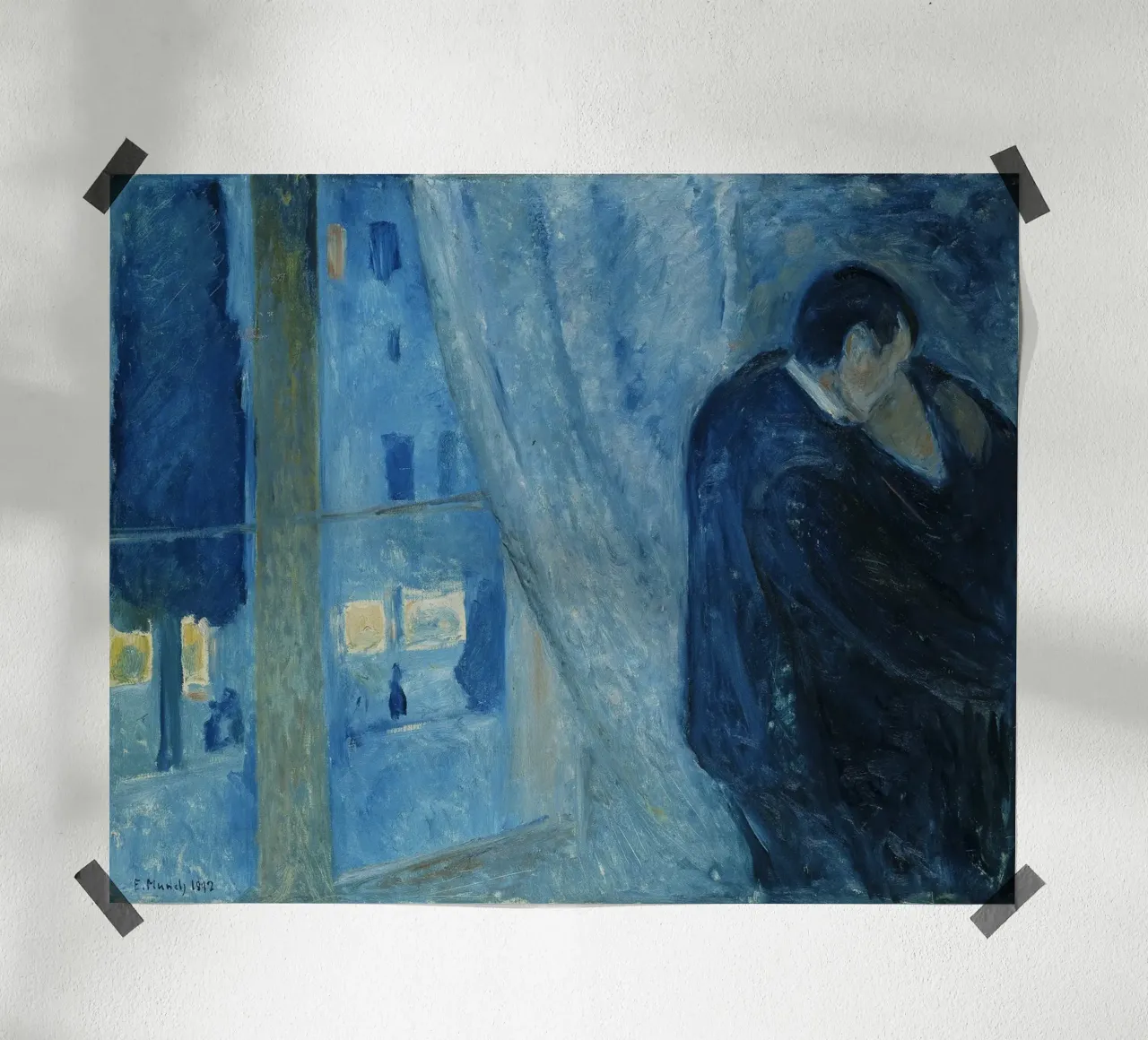 Edvard Munch - Il bacio, 1892 poster con telaio in alluminio da Timeless Artworks