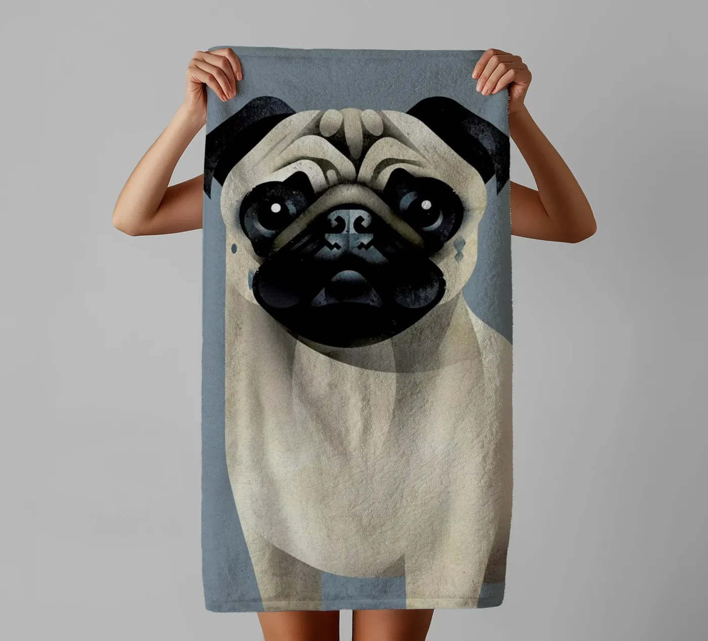 Pug towel by Dieter Braun