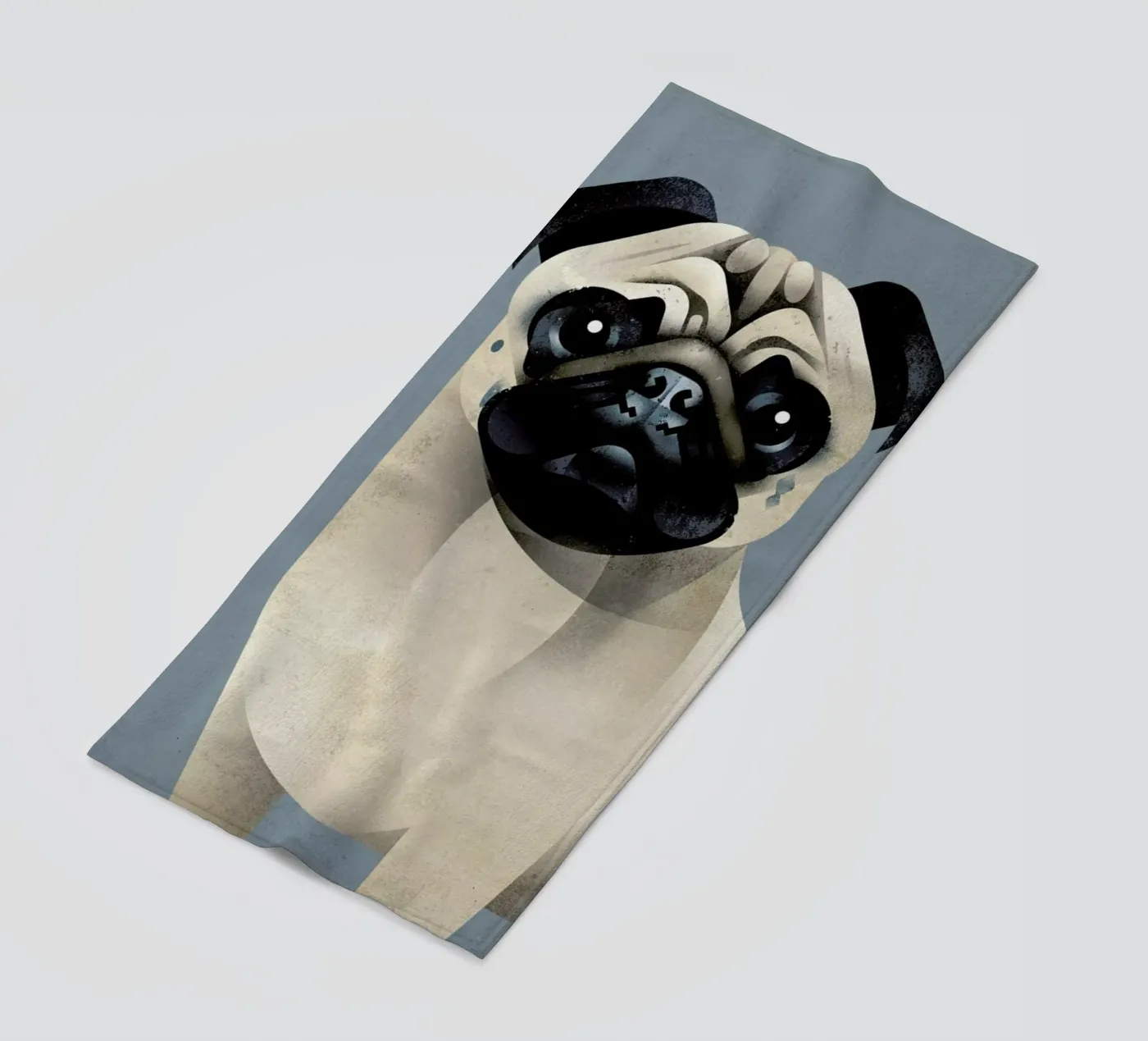 Pug beach towel by Dieter Braun
