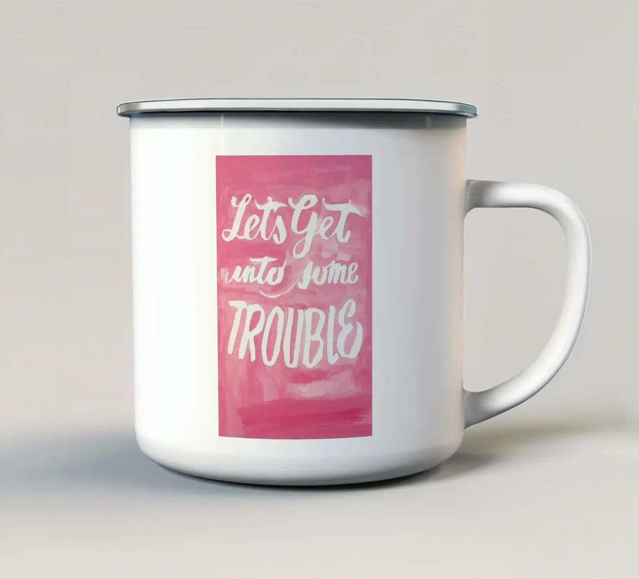 Somebody's Middle Name enamel mug by Victoria Verbaan