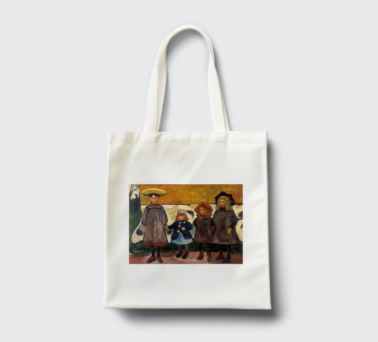Edvard Munch - Quattro ragazze ad Asgardstrand borsa in juta da Timeless Artworks