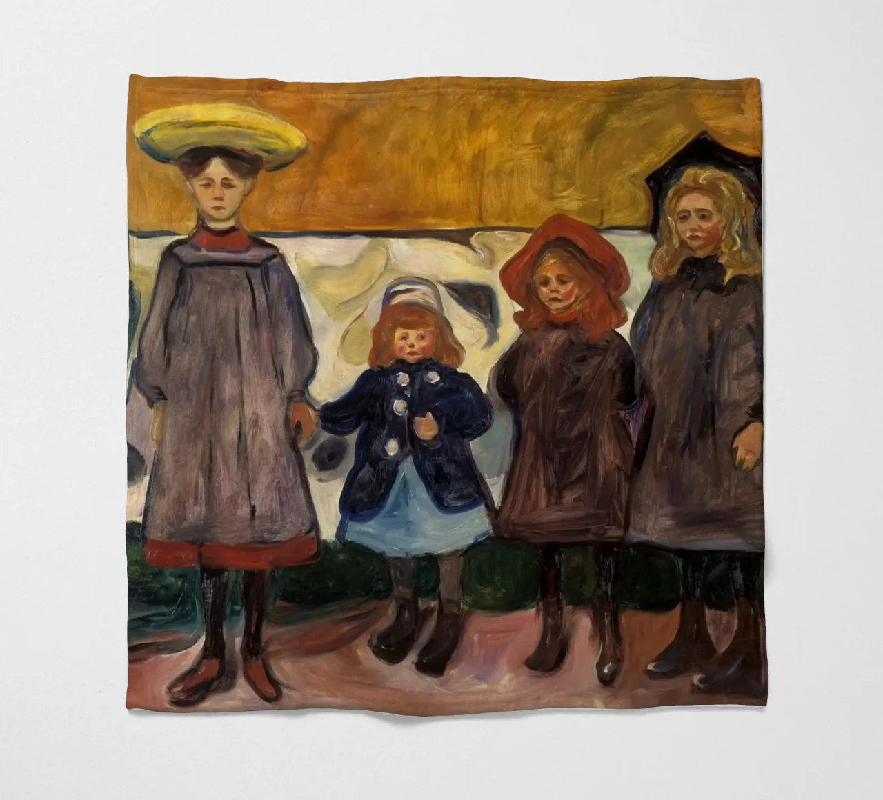Edvard Munch - Quattro ragazze ad Asgardstrand coperta in pile da Timeless Artworks