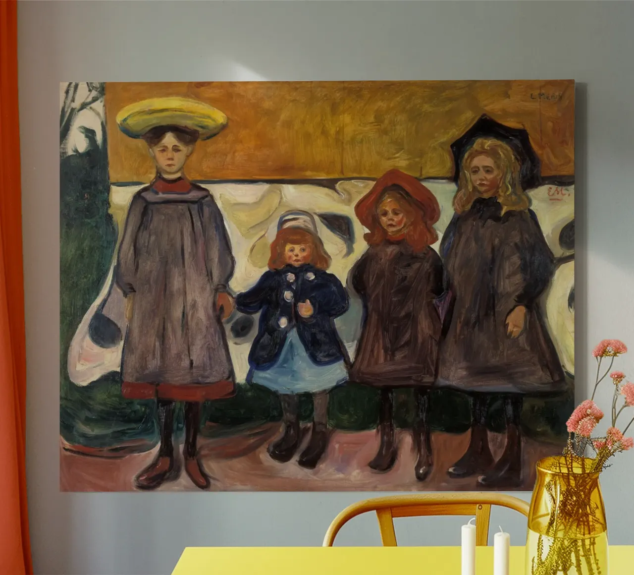 Edvard Munch - Four Girls in Asgardstrand canvas by Timeless Artworks