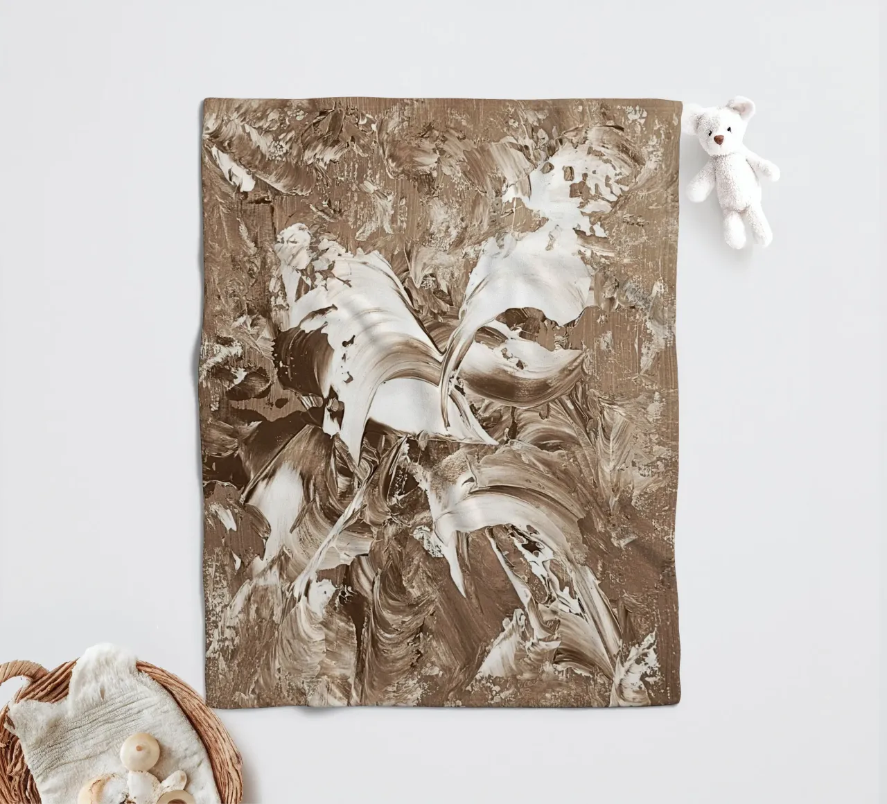 SEPIA 22 fleece blanket by Thierry Vobmann Abstract painting