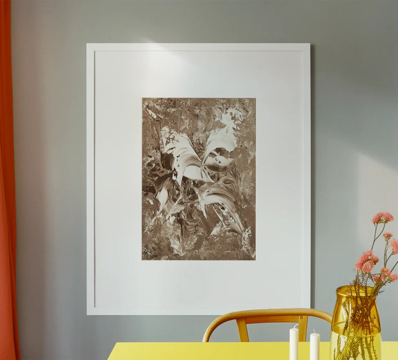 SEPIA 22 poster con telaio in alluminio da Thierry Vobmann Abstract painting