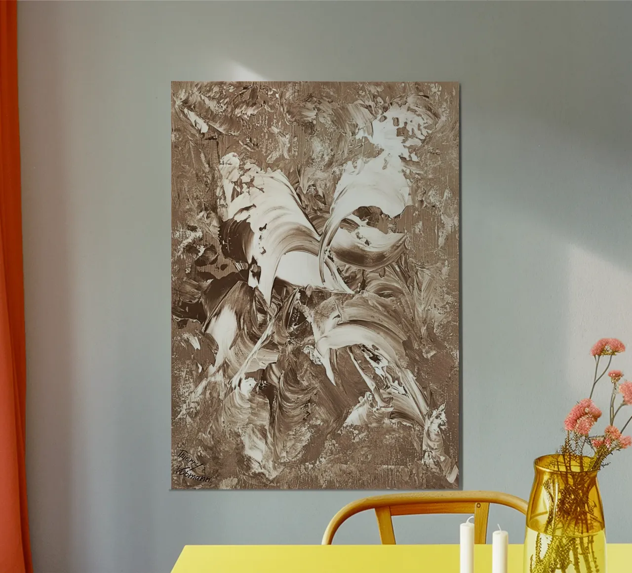 SEPIA 22 poster con telaio in alluminio da Thierry Vobmann Abstract painting